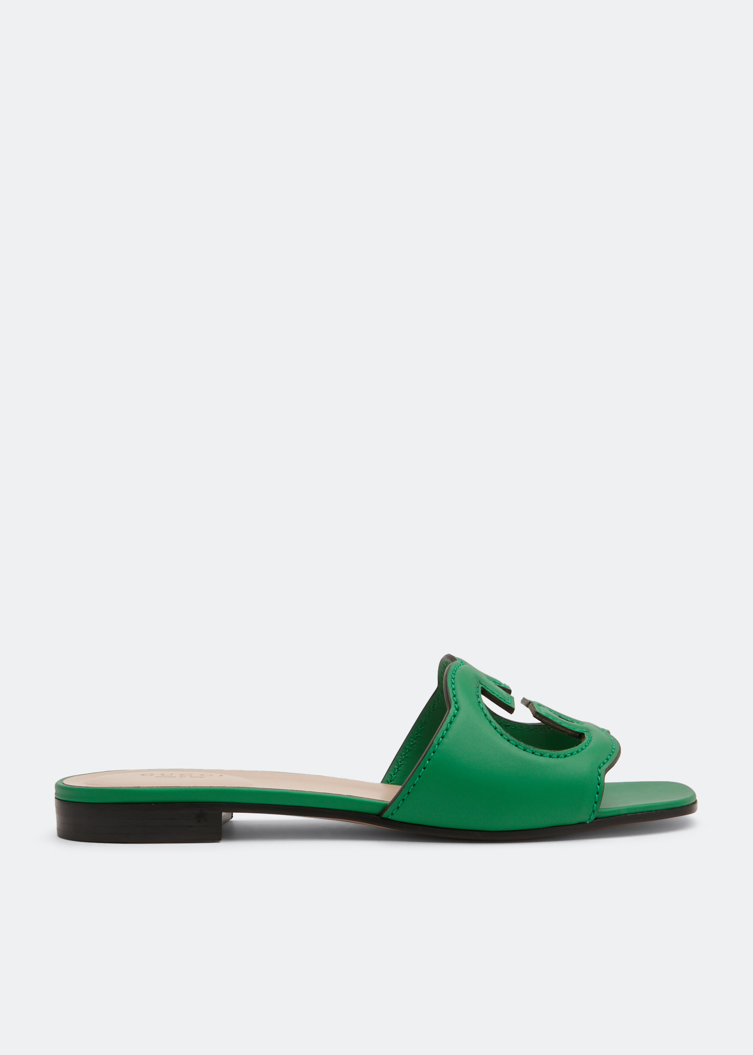 

Interlocking G cut-out slide sandals, Green