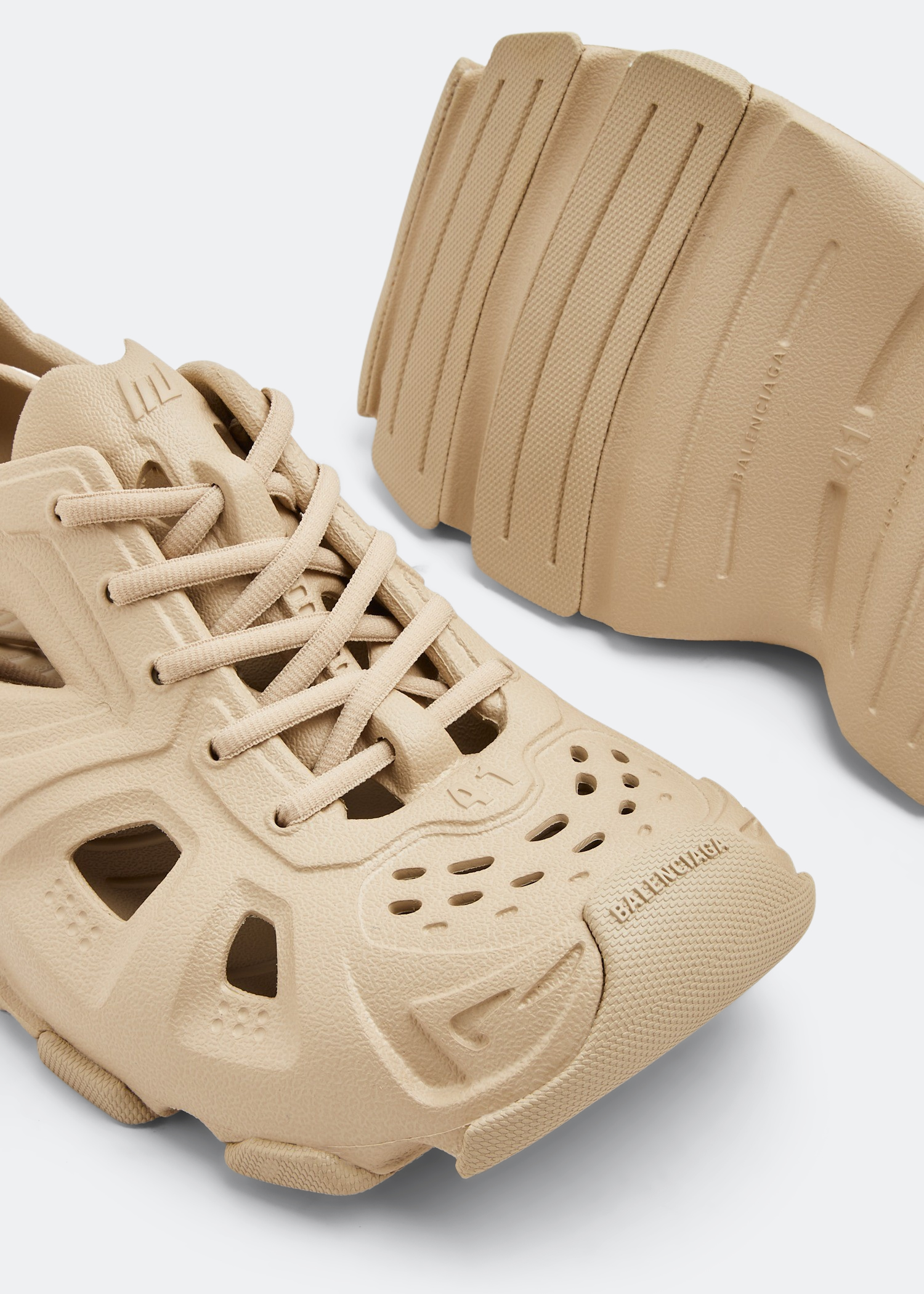 

HD lace-up sneakers, Beige