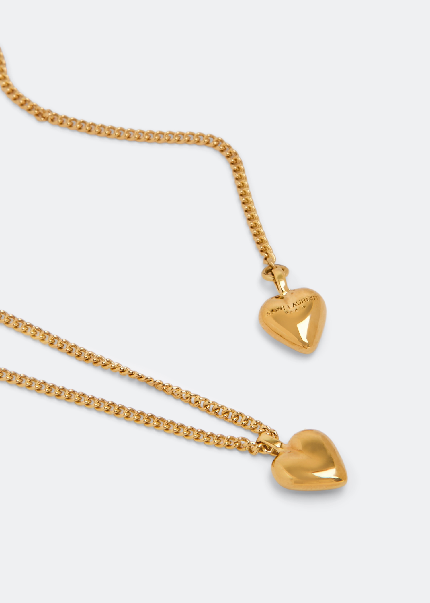 

Double heart charm sliding necklace, Gold