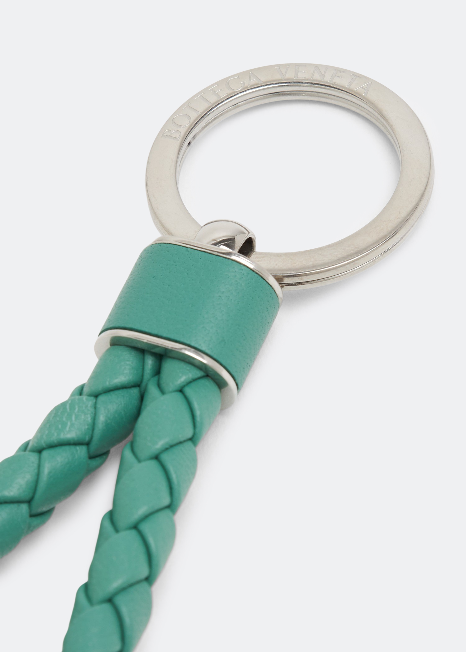 

Intrecciato-woven leather keyring, Green