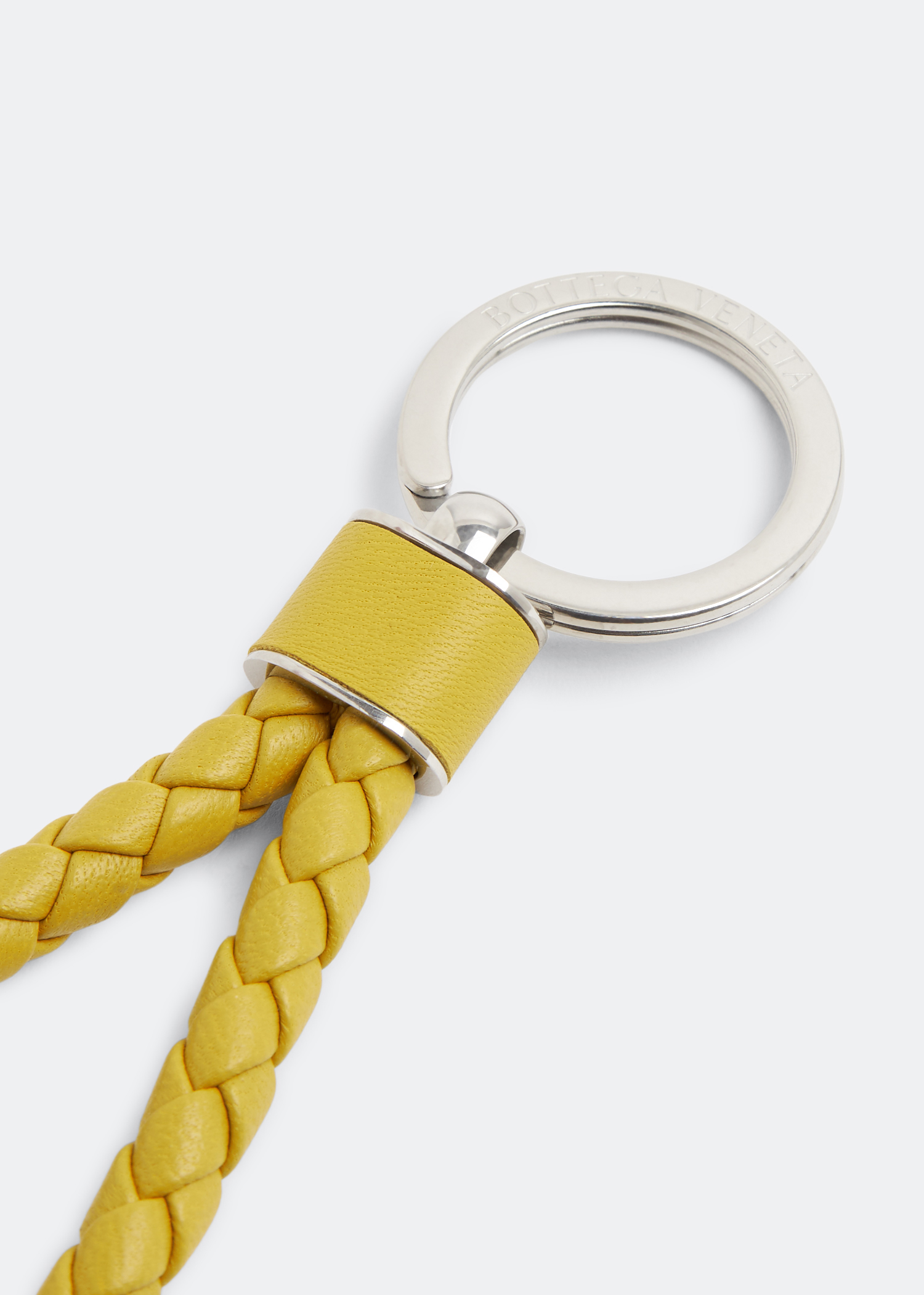 

Intrecciato-woven leather keyring, Yellow