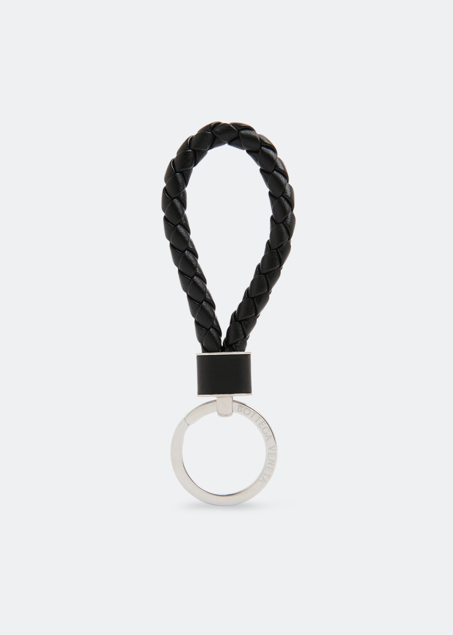 

Intrecciato-woven leather keyring, Black