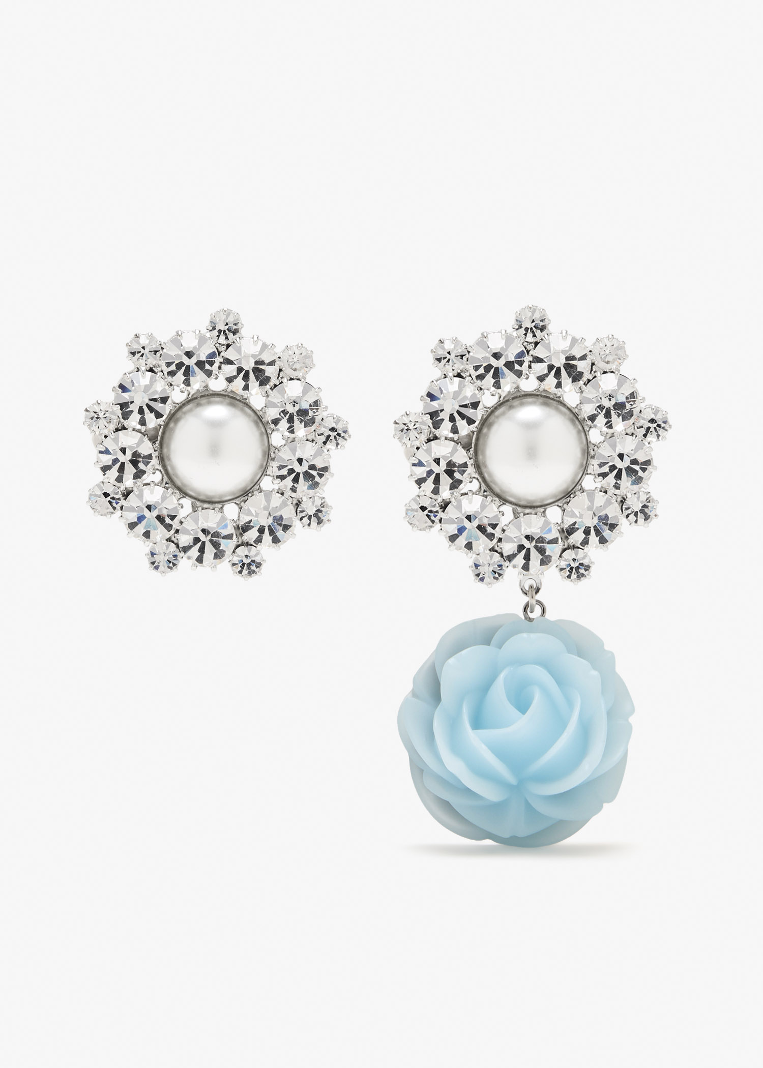

Pearl and crystal cluster earrings, Silver