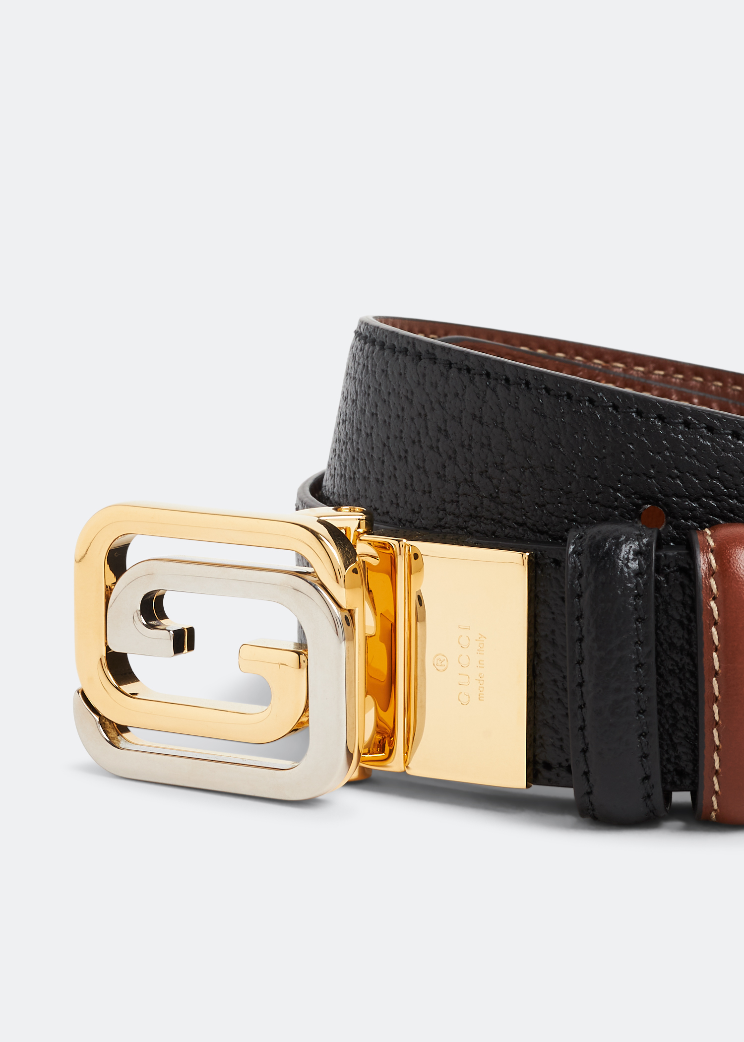 

Squared Interlocking G reversible belt, Black