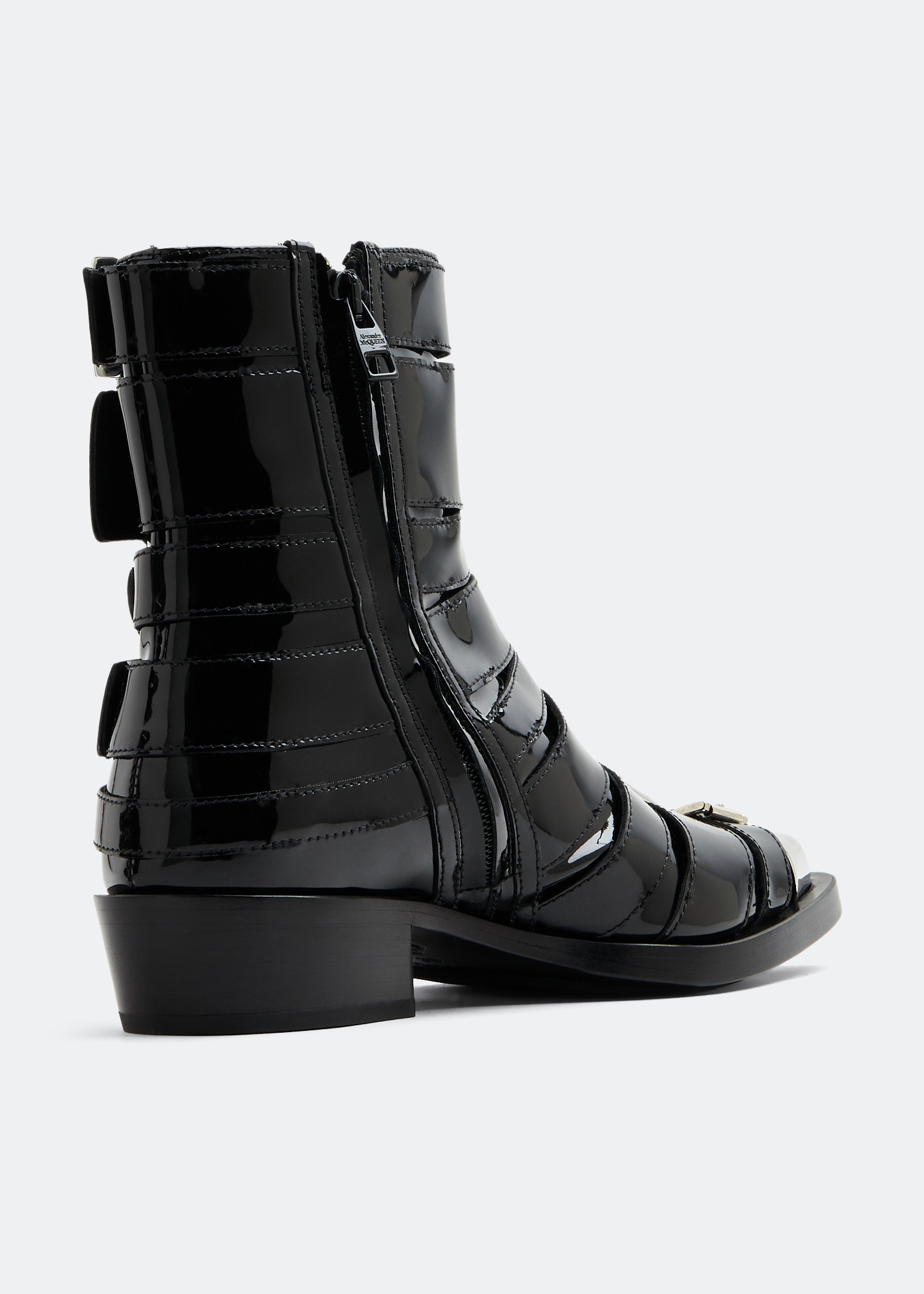 

Buckle pointed-toe boots, Black