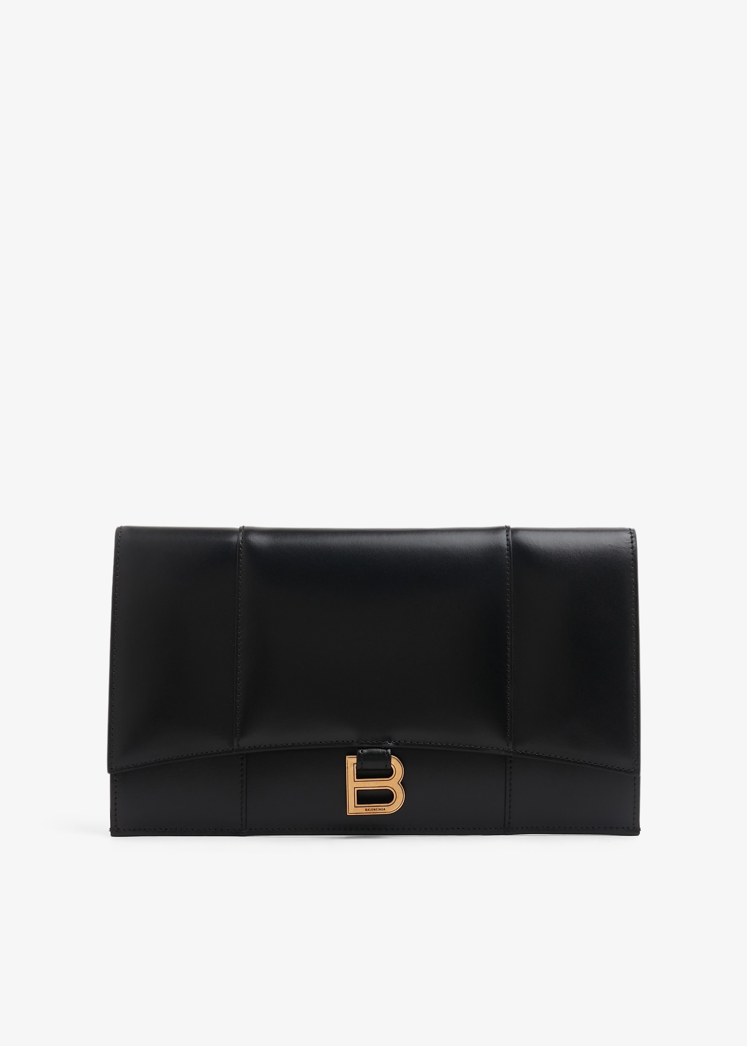 

Hourglass flat clutch, Black