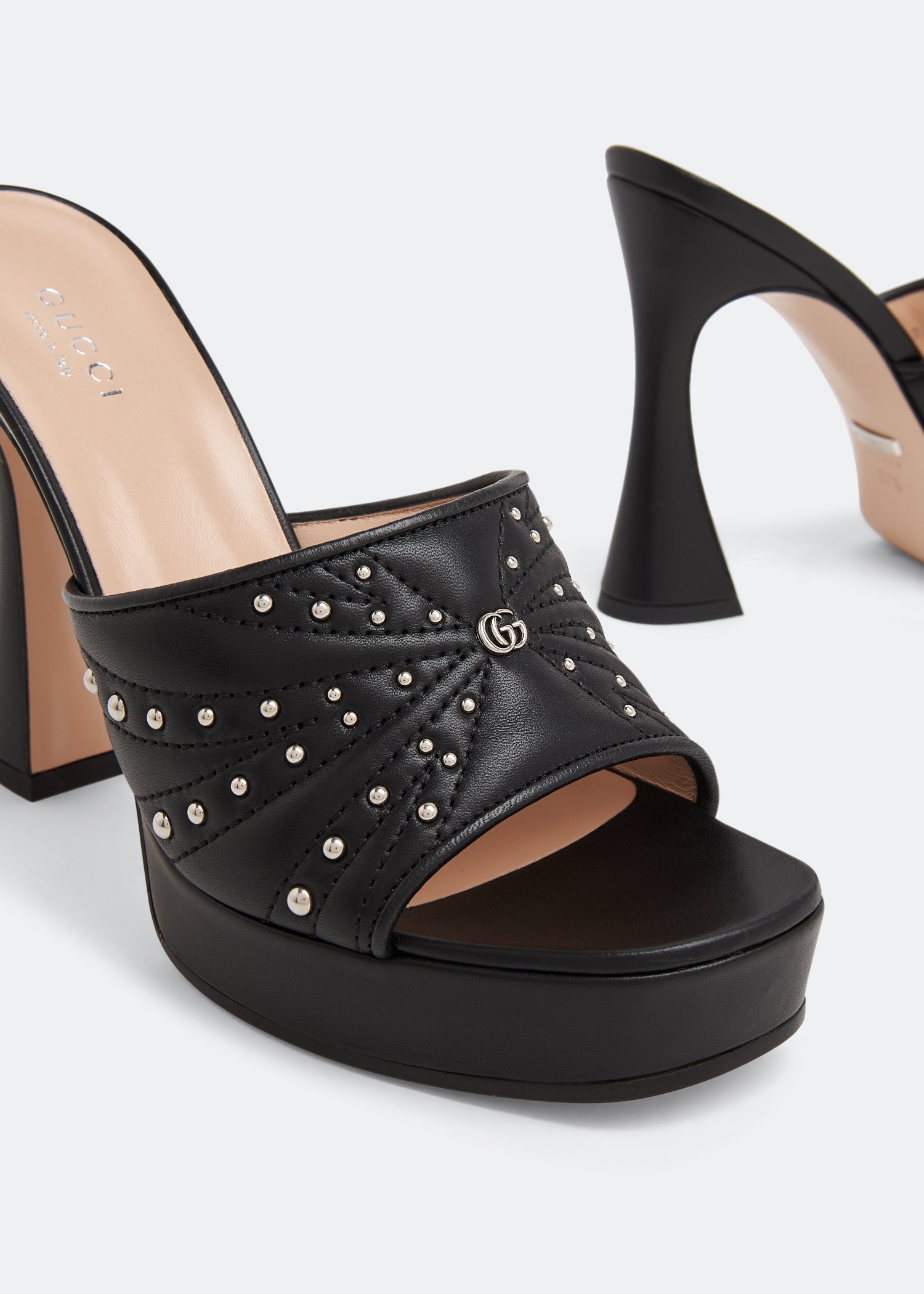 

High-heel leather sandals, Black