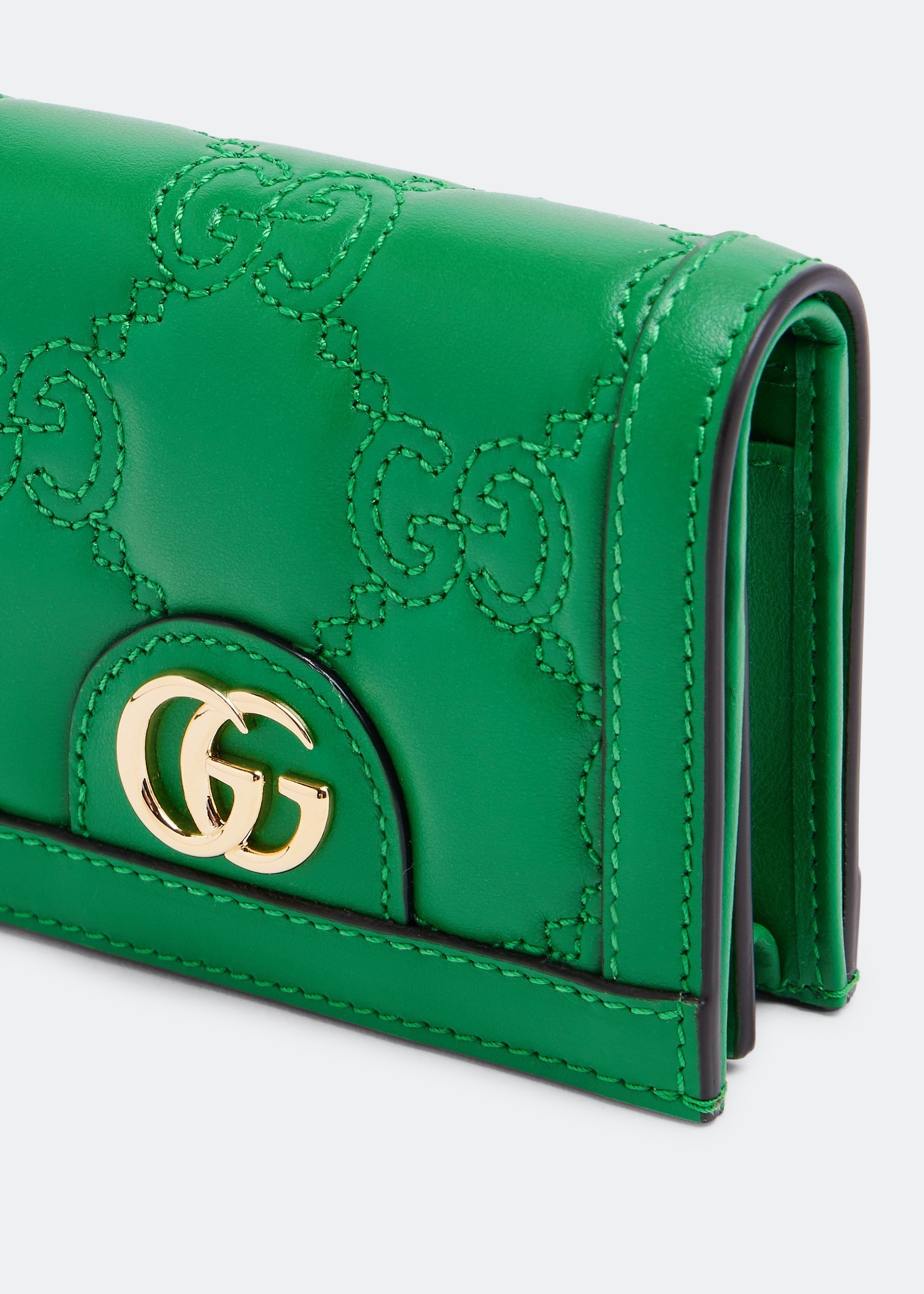 

GG Matelassé card case wallet, Green