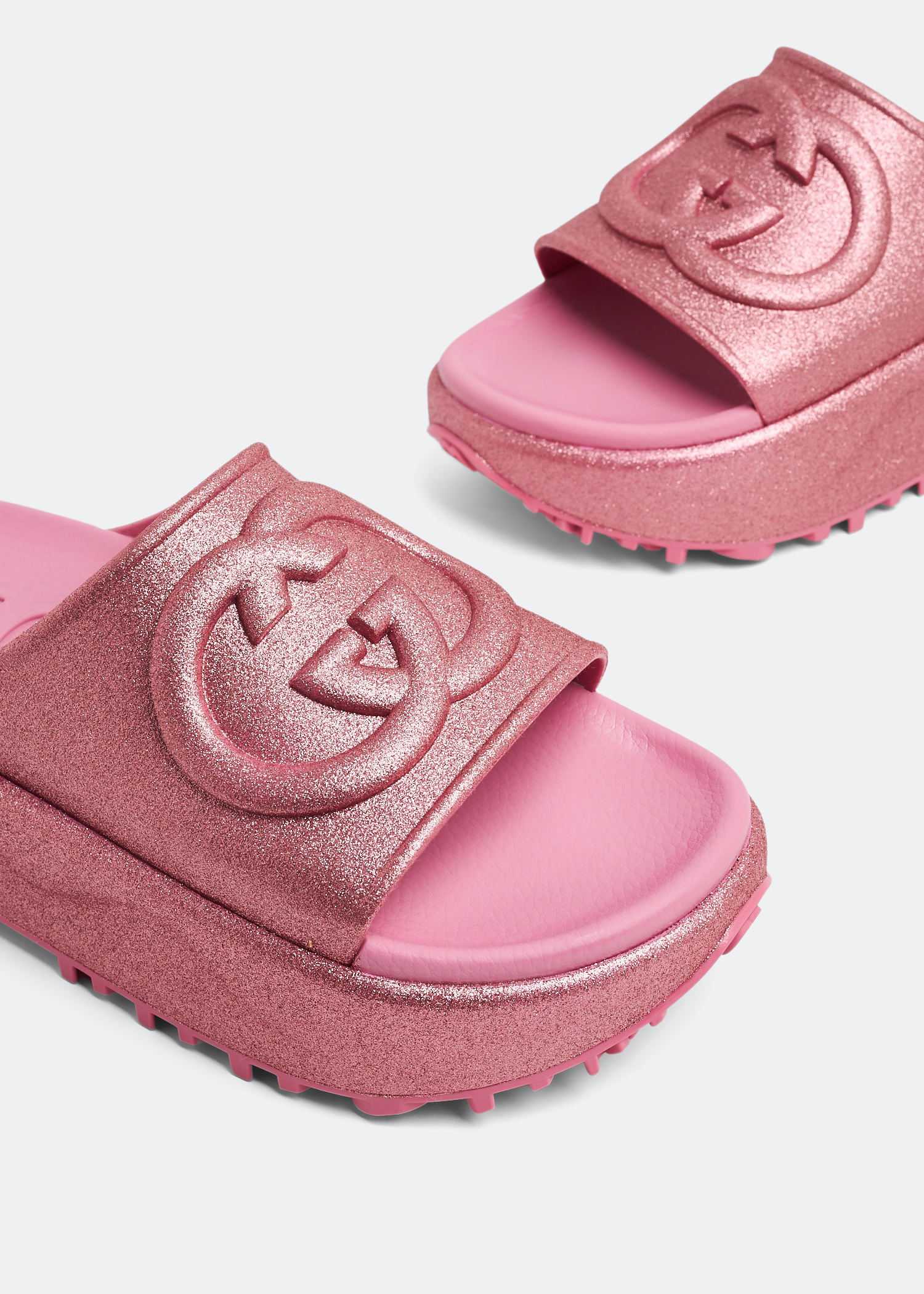 

Interlocking G slide sandals, Pink