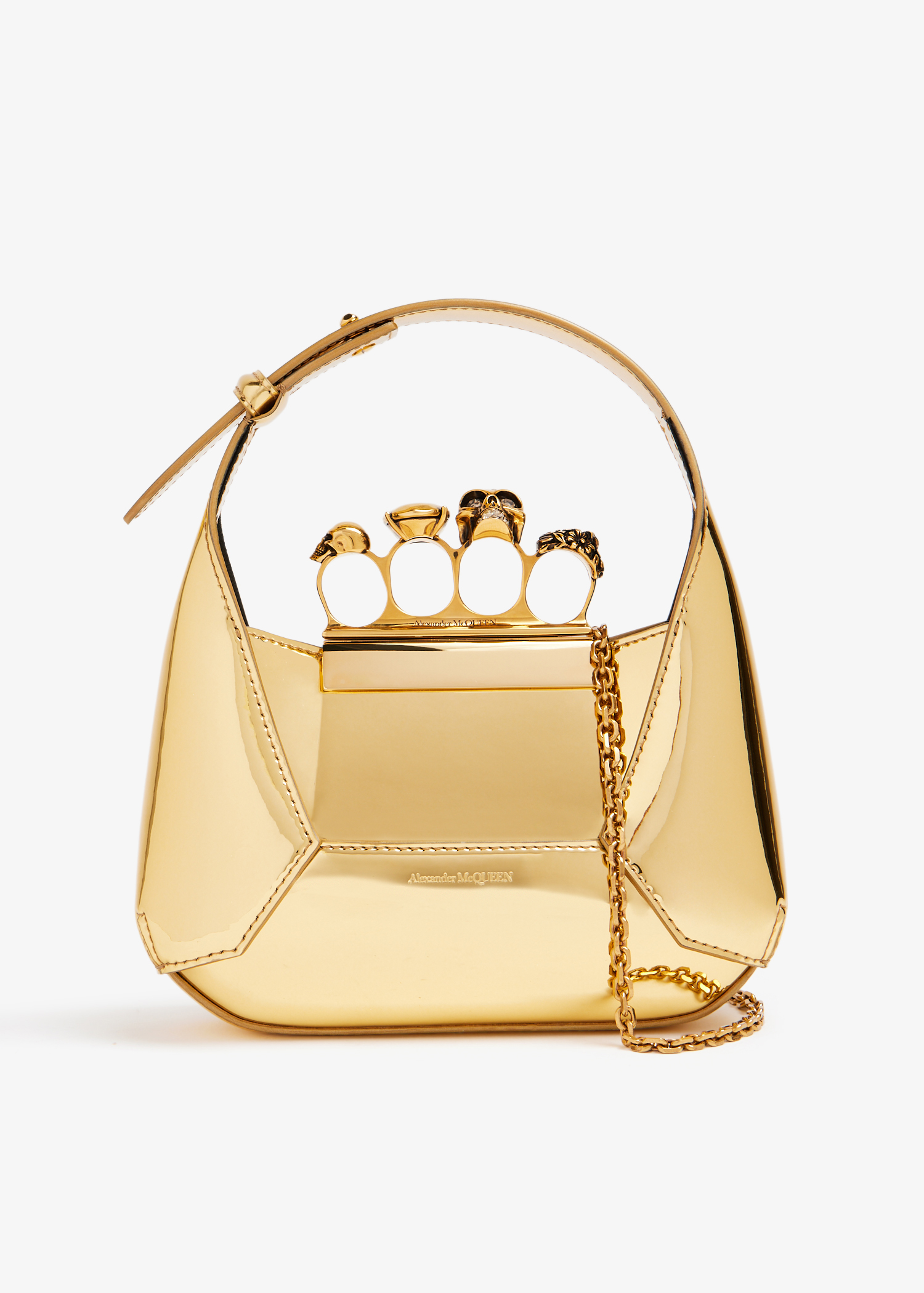 

Jewelled mini hobo bag, Gold