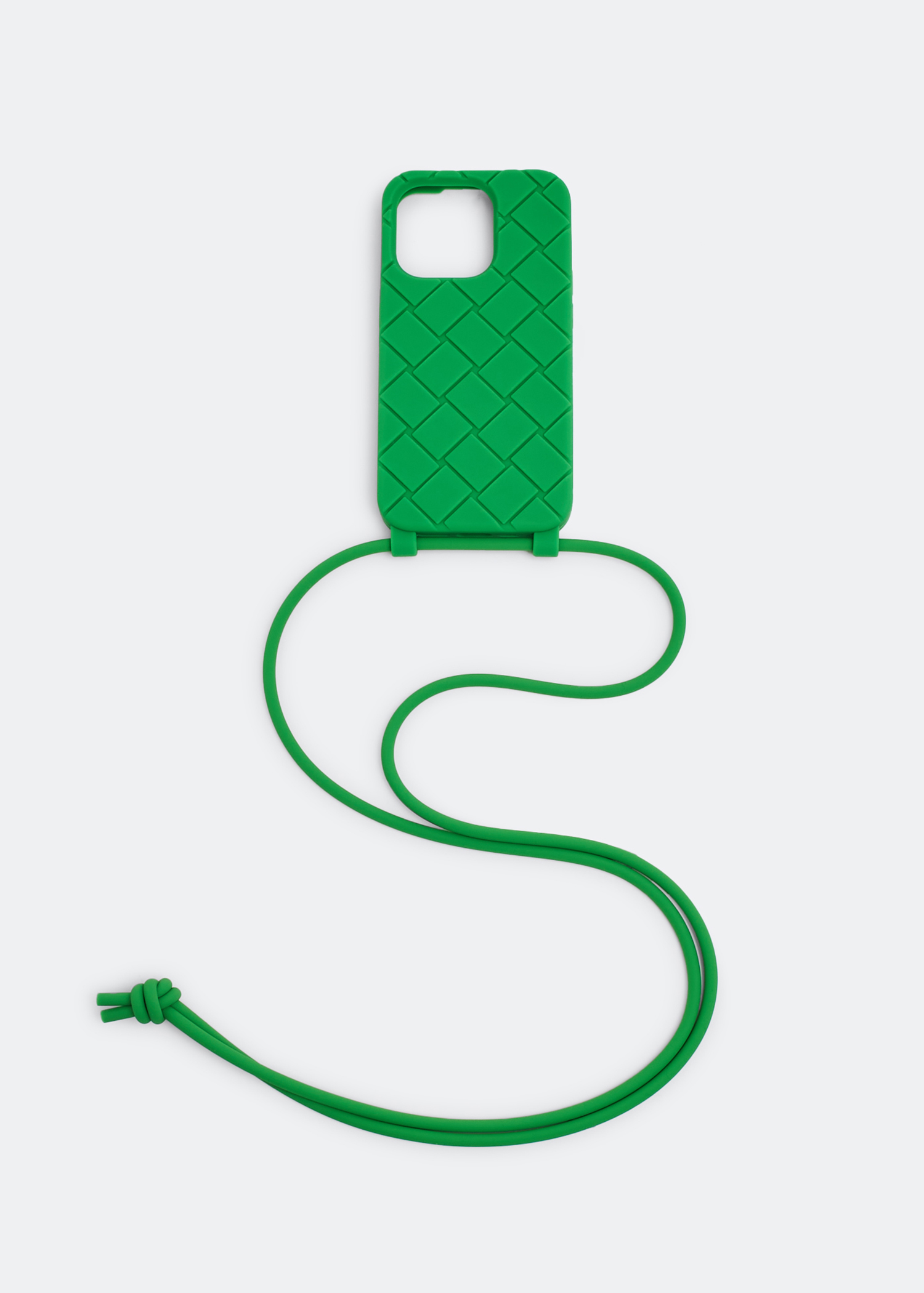 

Intrecciato iPhone 14 Pro case on strap, Green