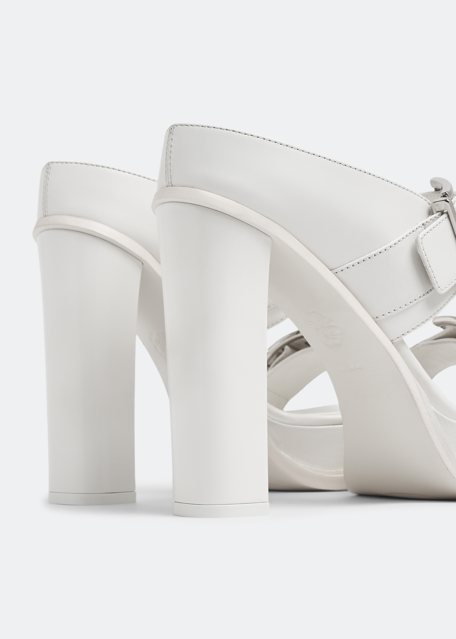 

Platform buckle sandals, White