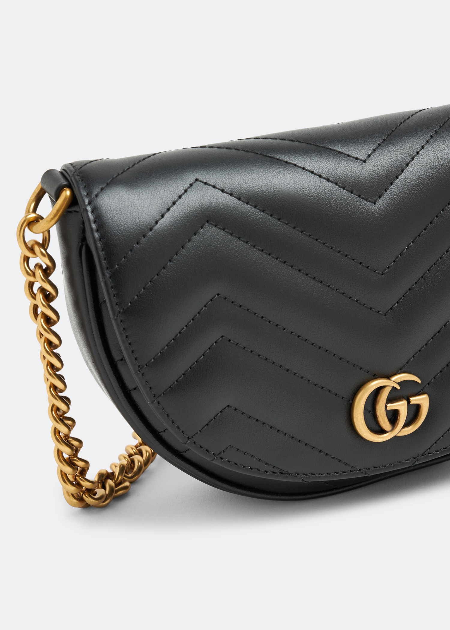 

GG Marmont matelassé chain mini bag, Black