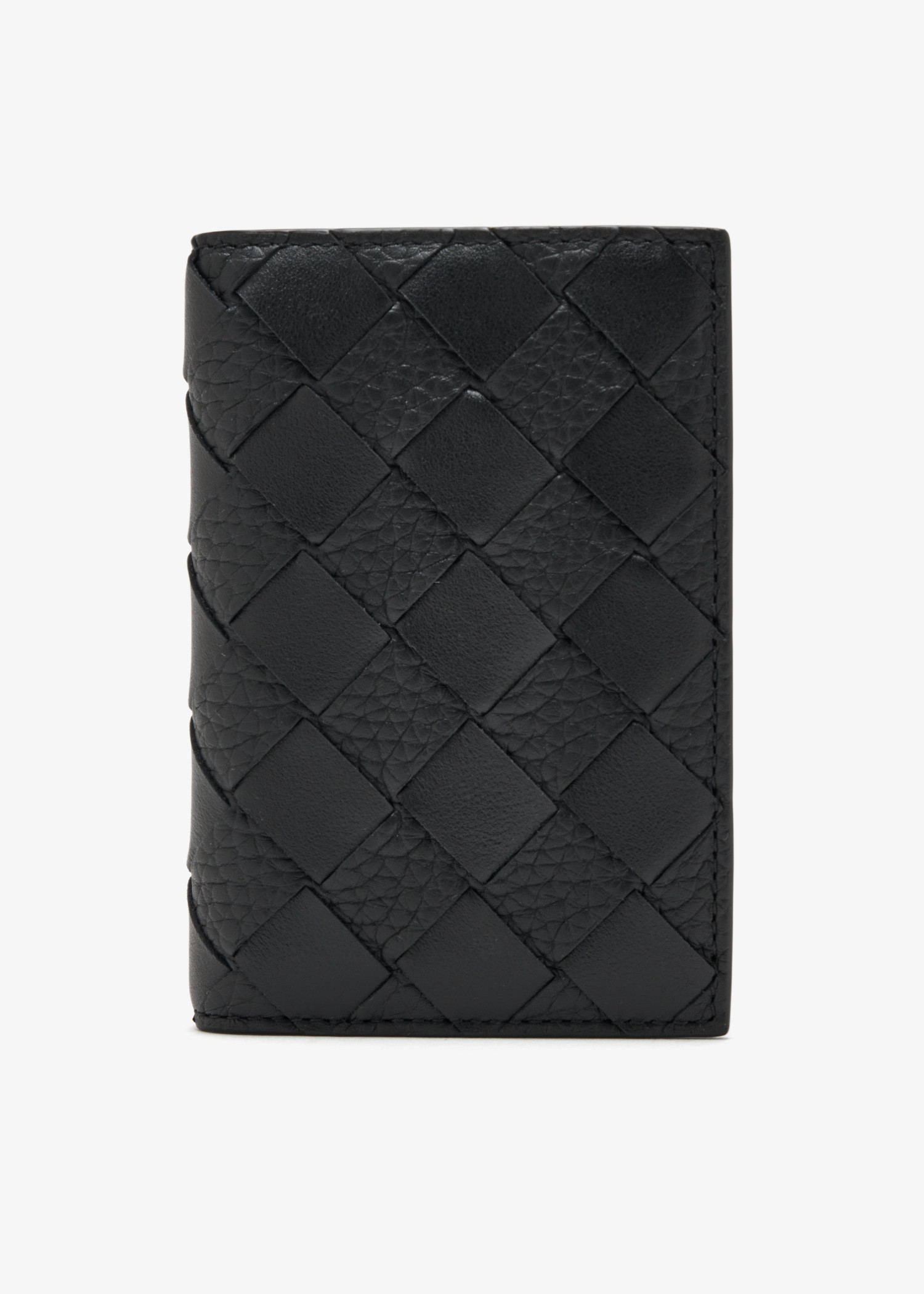 

Intrecciato flap card case, Black