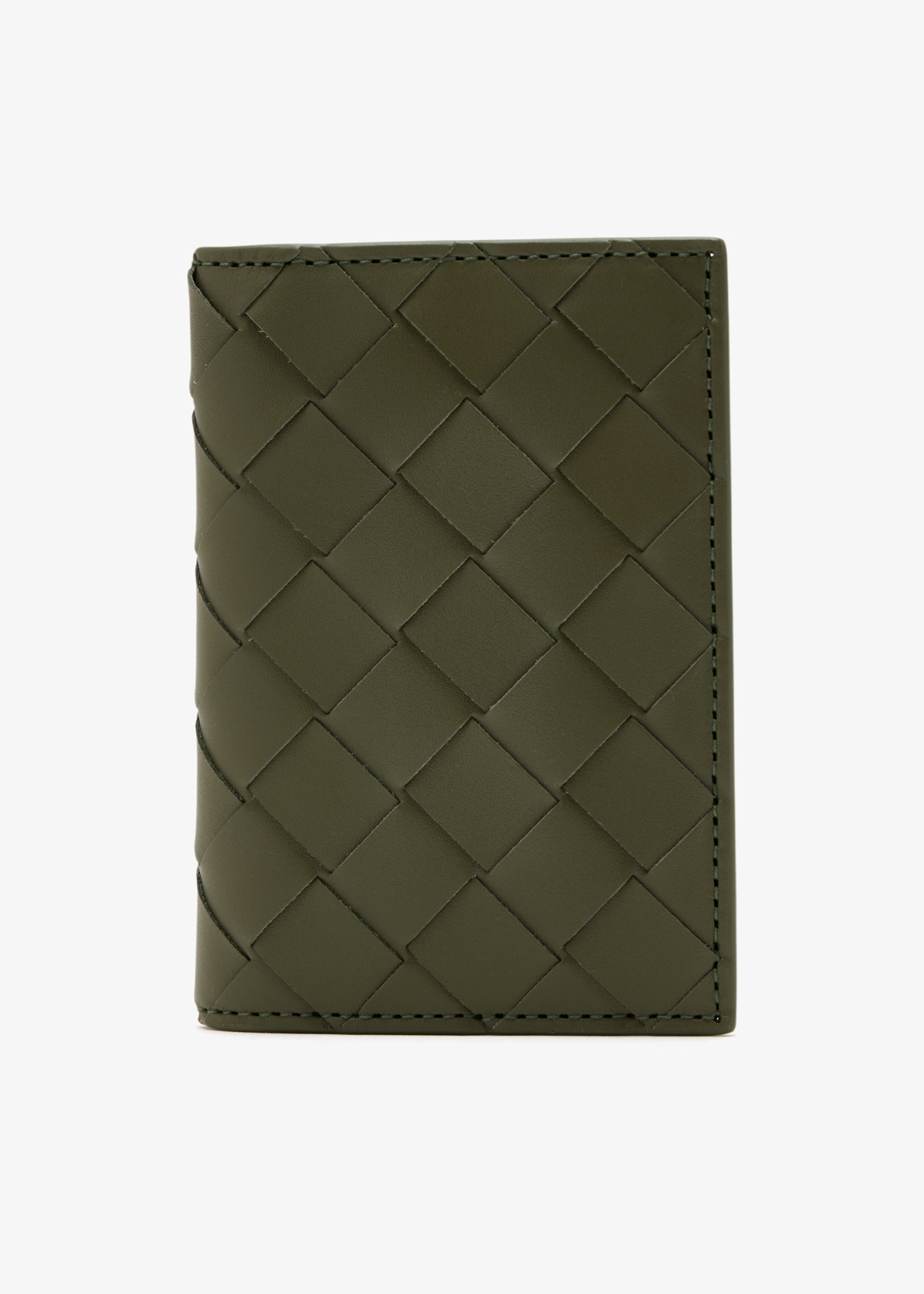 

Intrecciato flap card case, Khaki