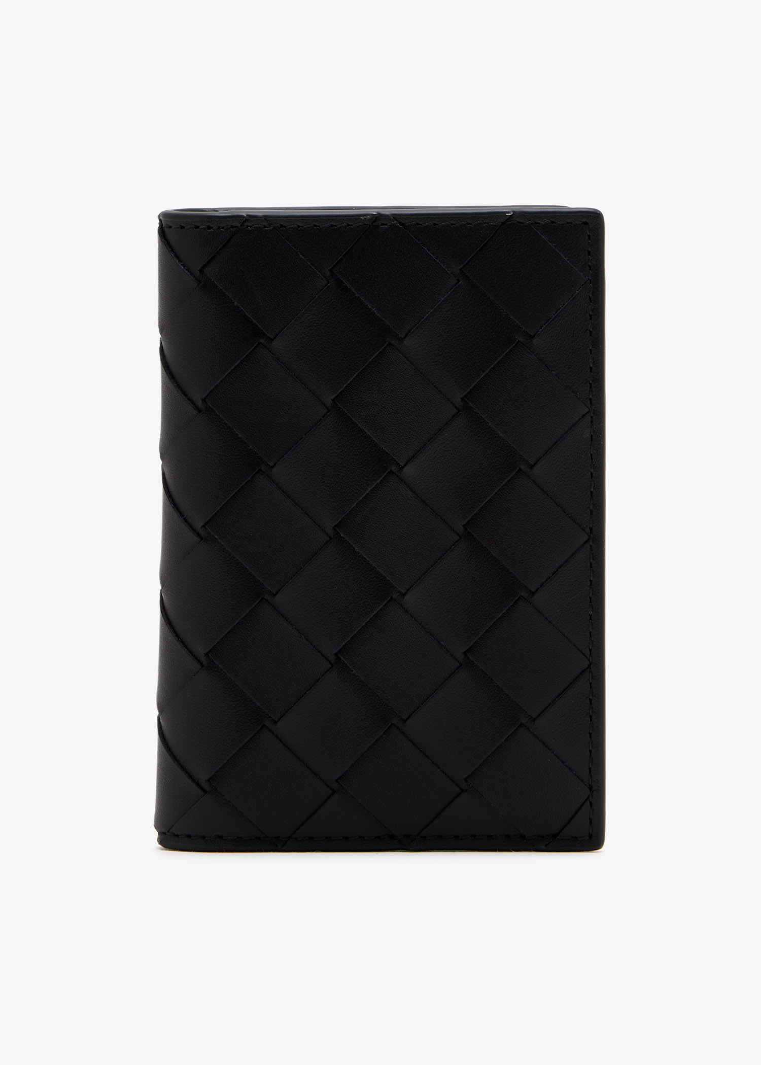 

Intrecciato flap card case, Black