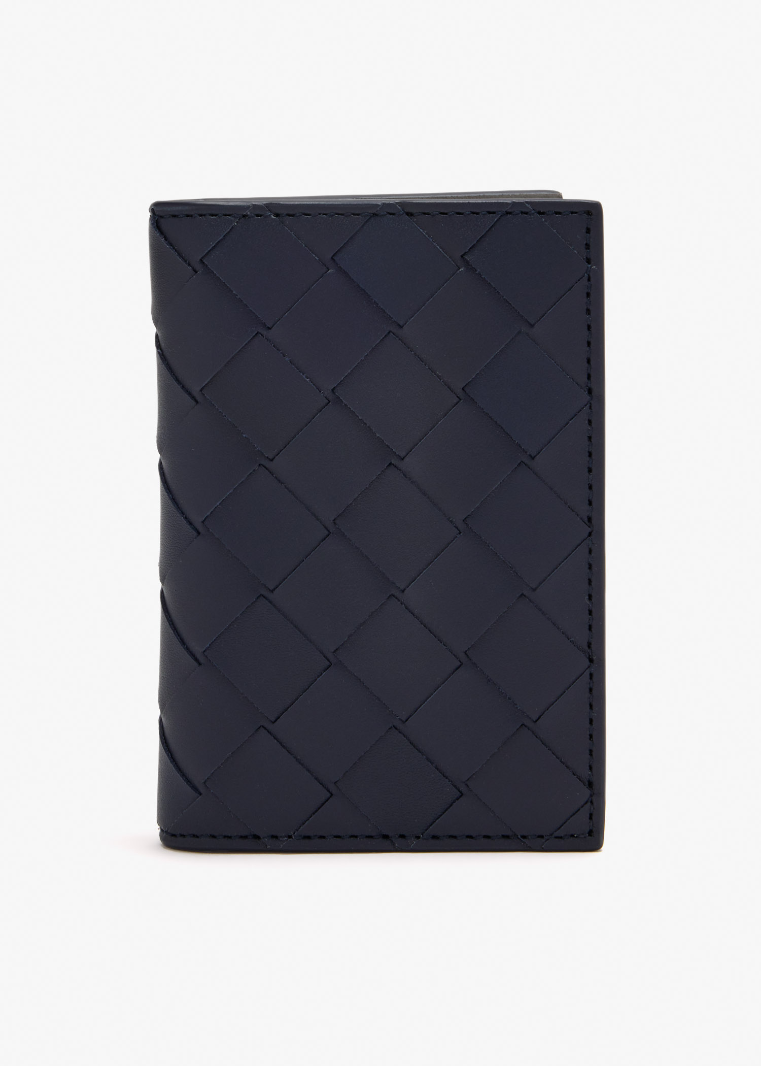 

Intrecciato flap card case, Navy