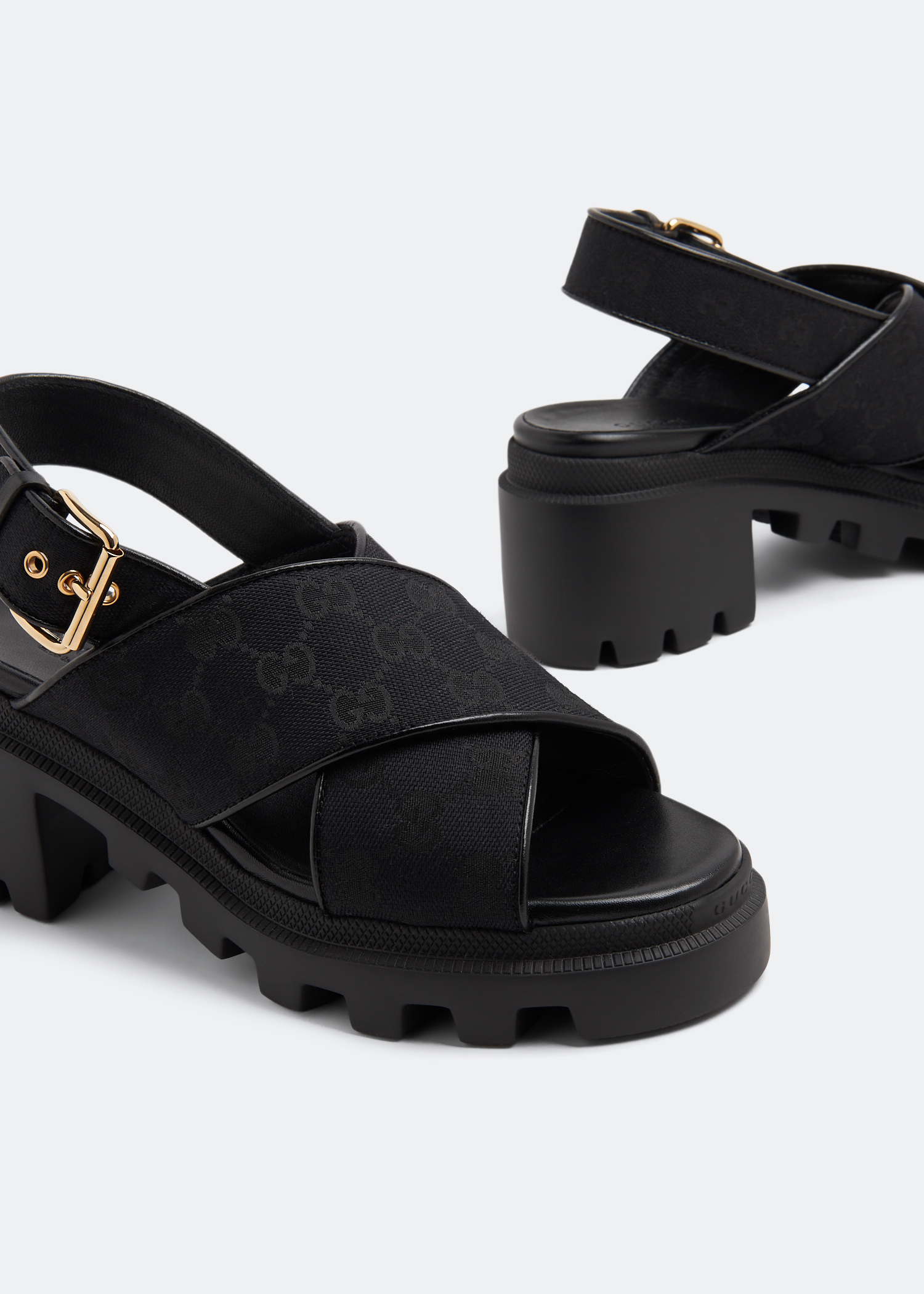 

GG lug sole sandals, Black