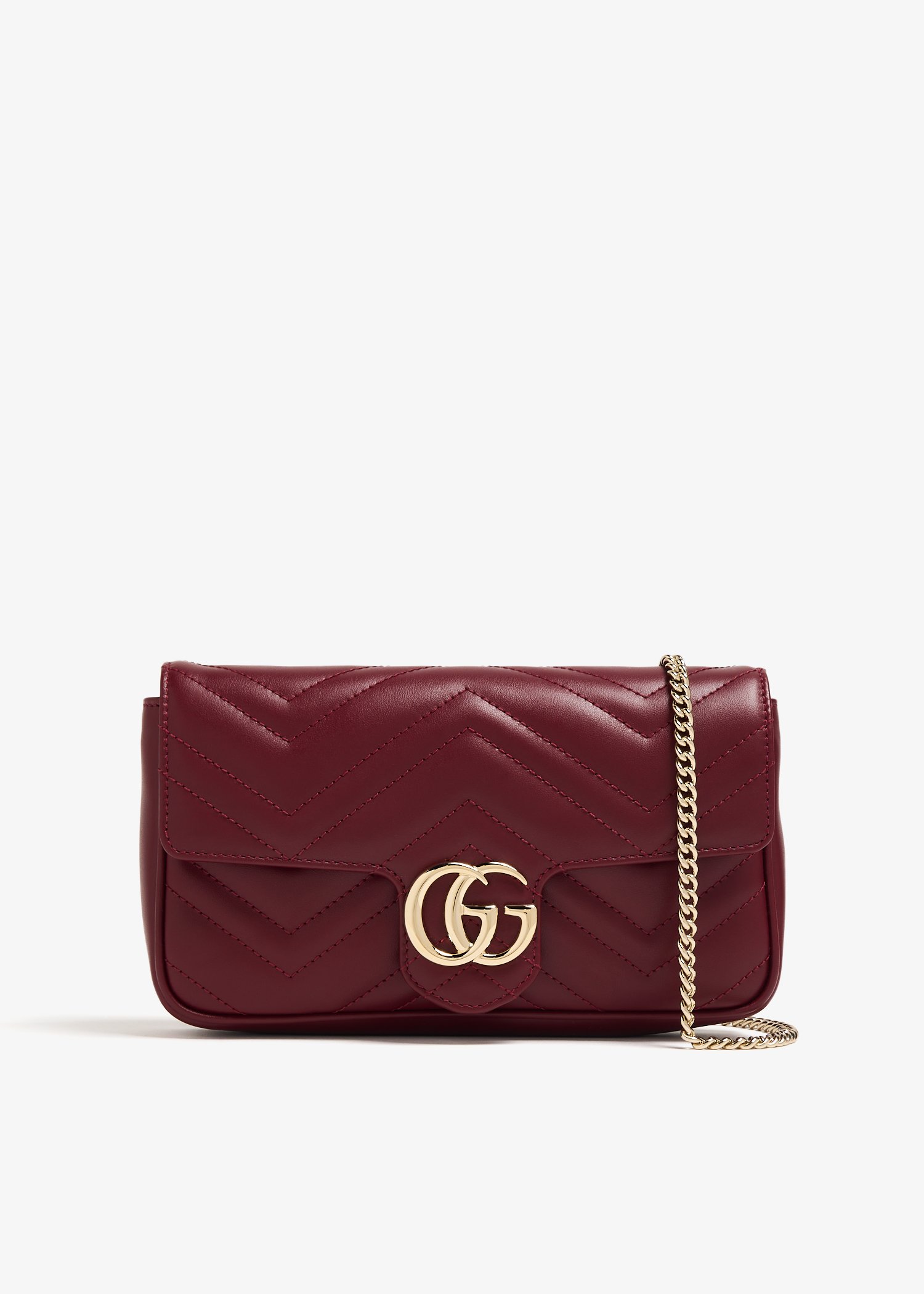 

GG Marmont mini card case chain wallet, Red