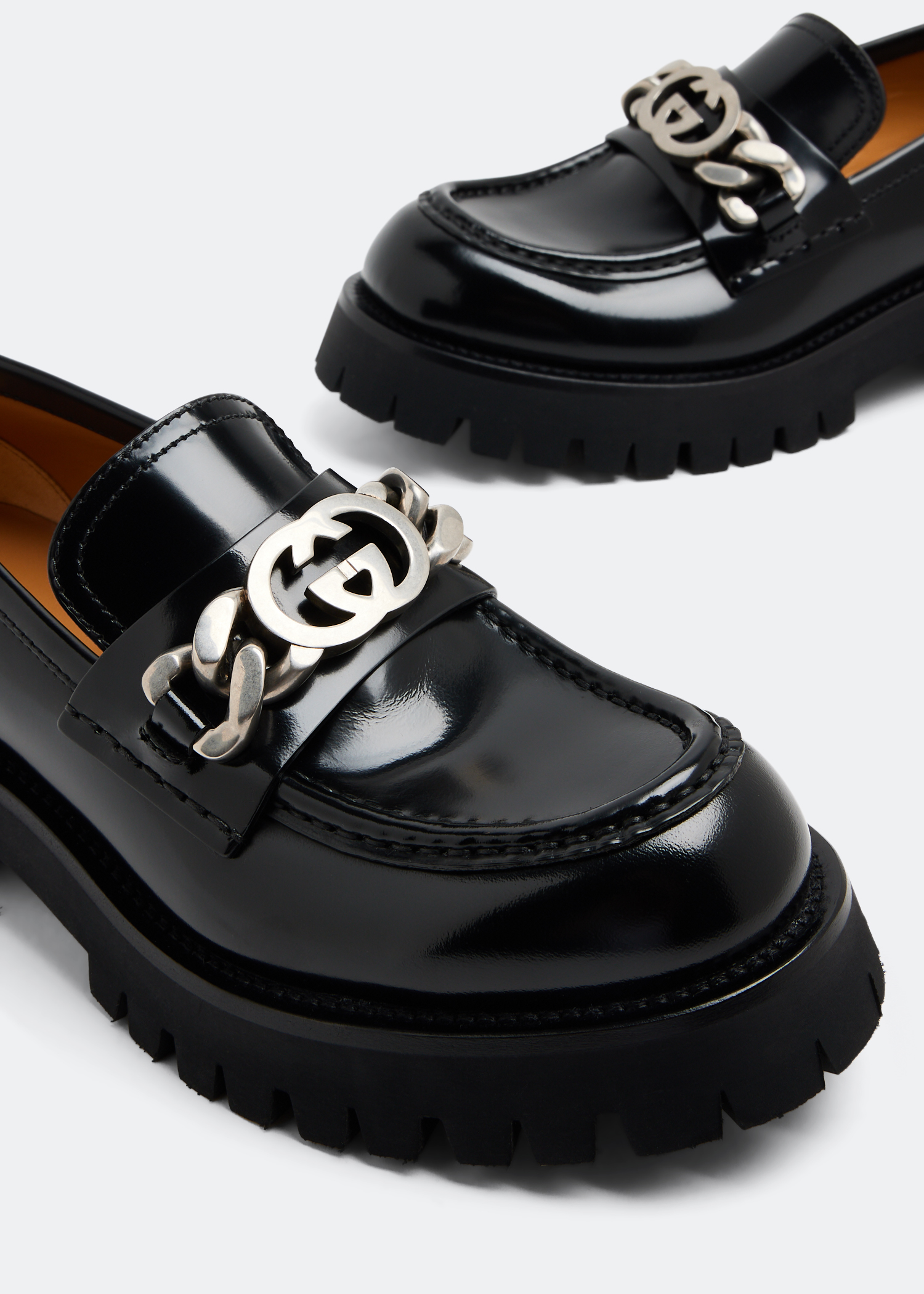 

Interlocking G lug sole loafers, Black