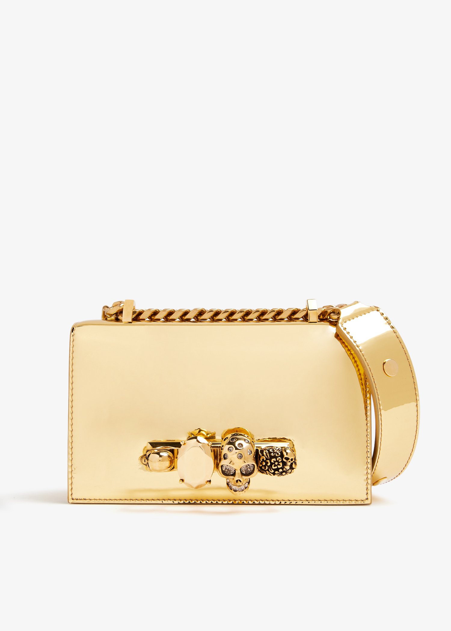 

Mini jewelled satchel, Gold