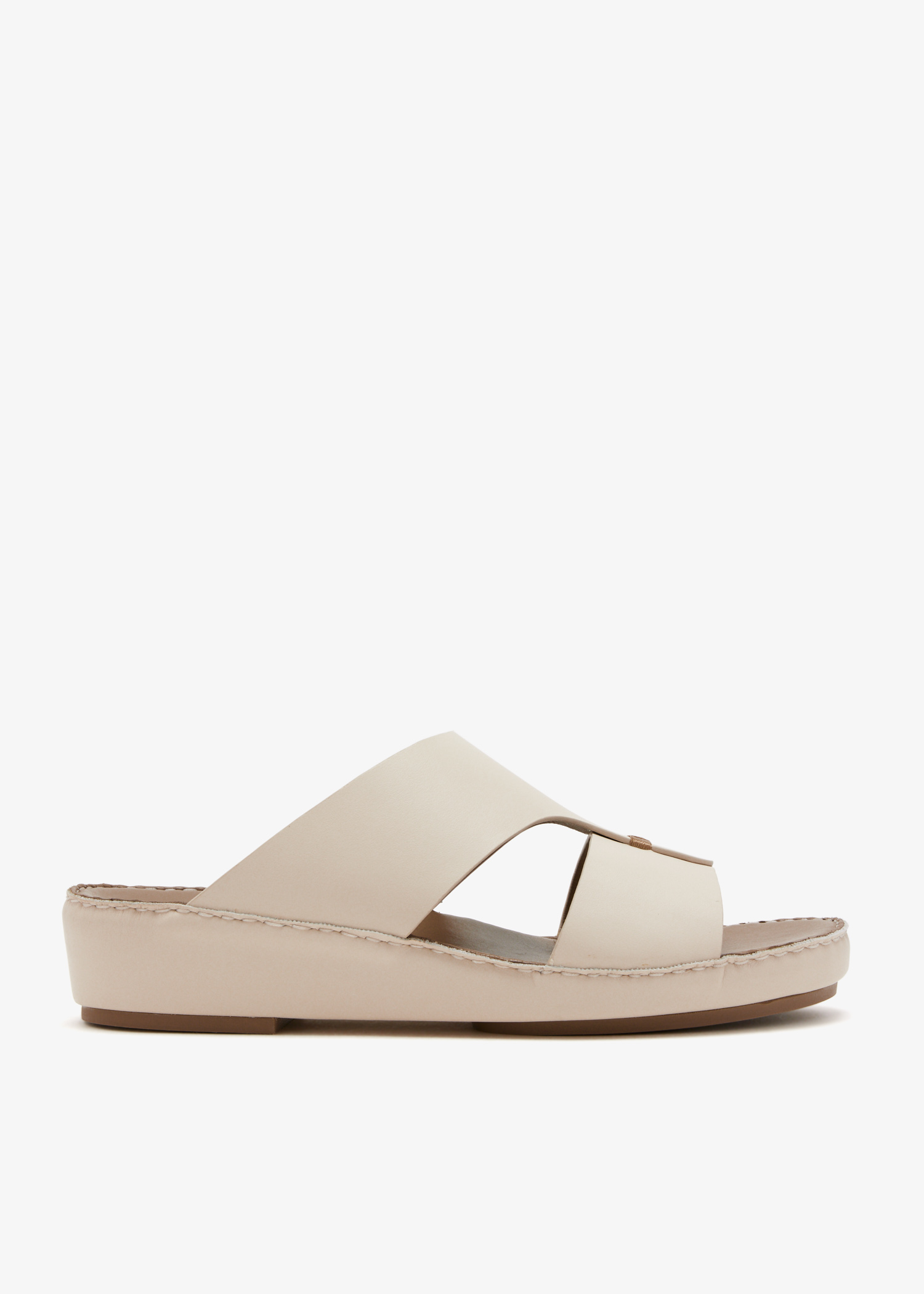 

Embroidered leather sandals, Cream