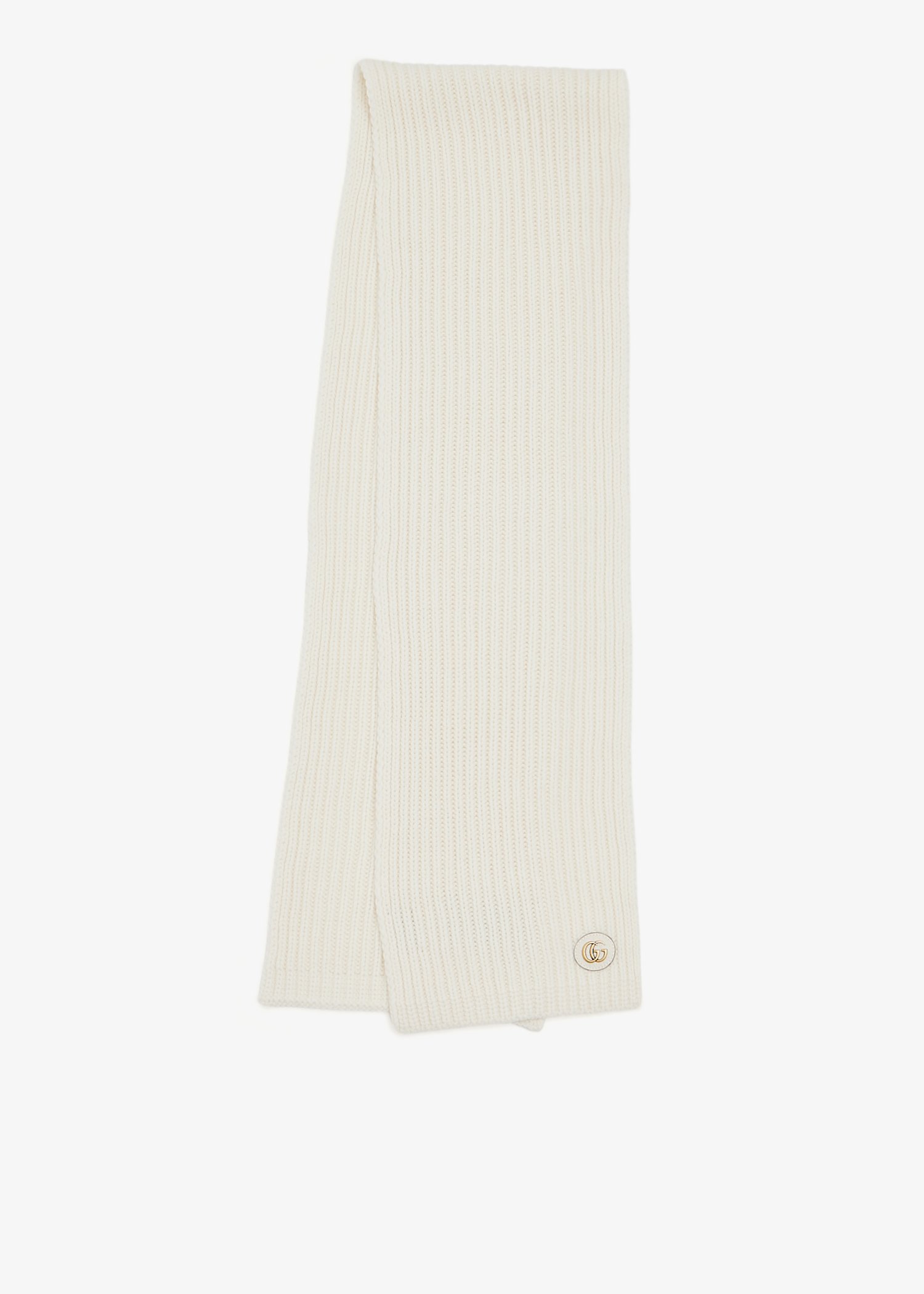 

Double G knit wool scarf, White