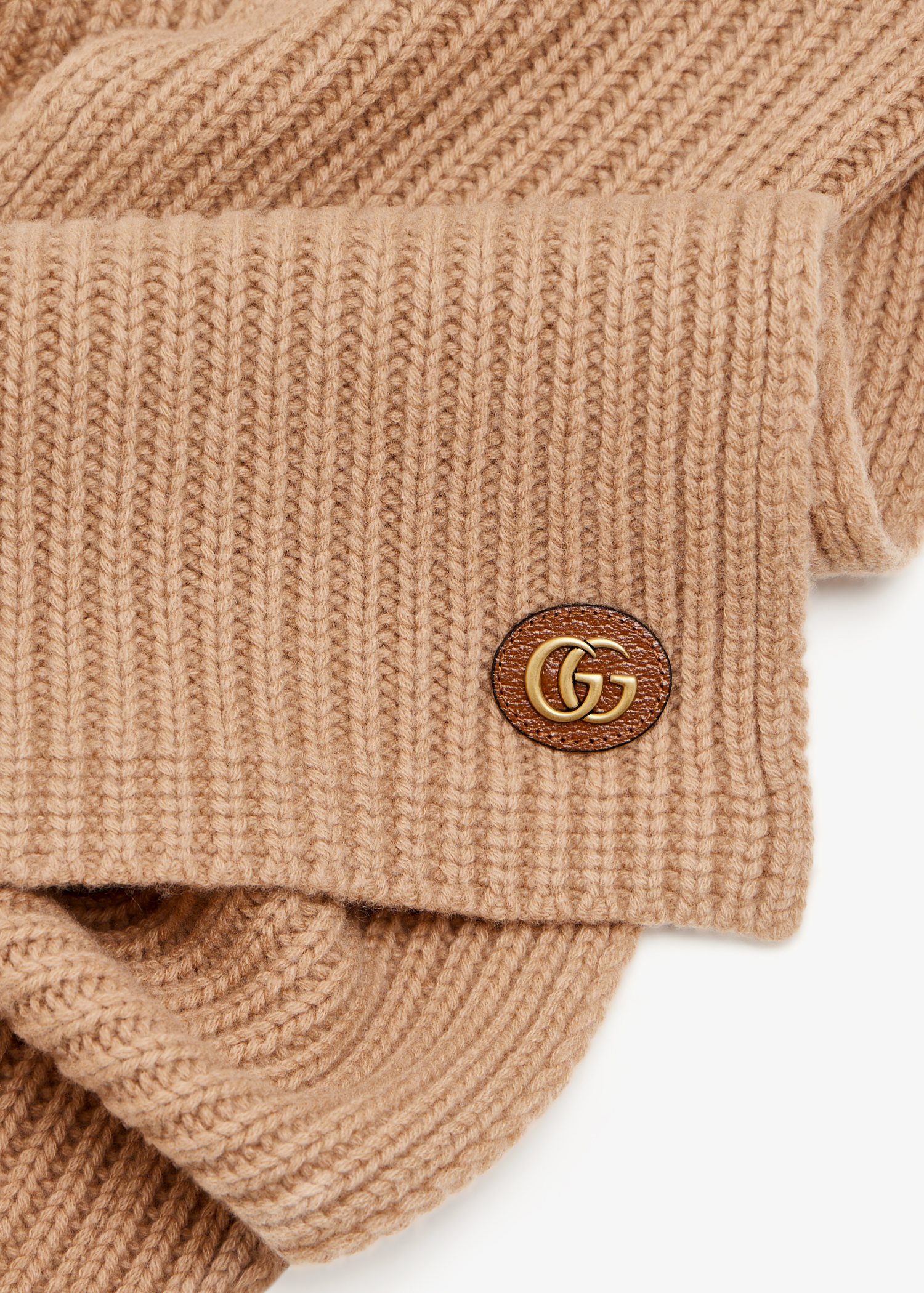 

Double G knit wool scarf, Brown