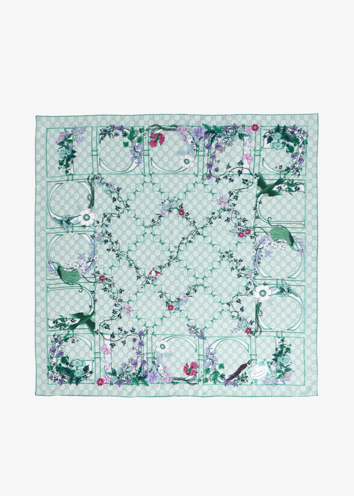 

Printed silk twill carré, Green