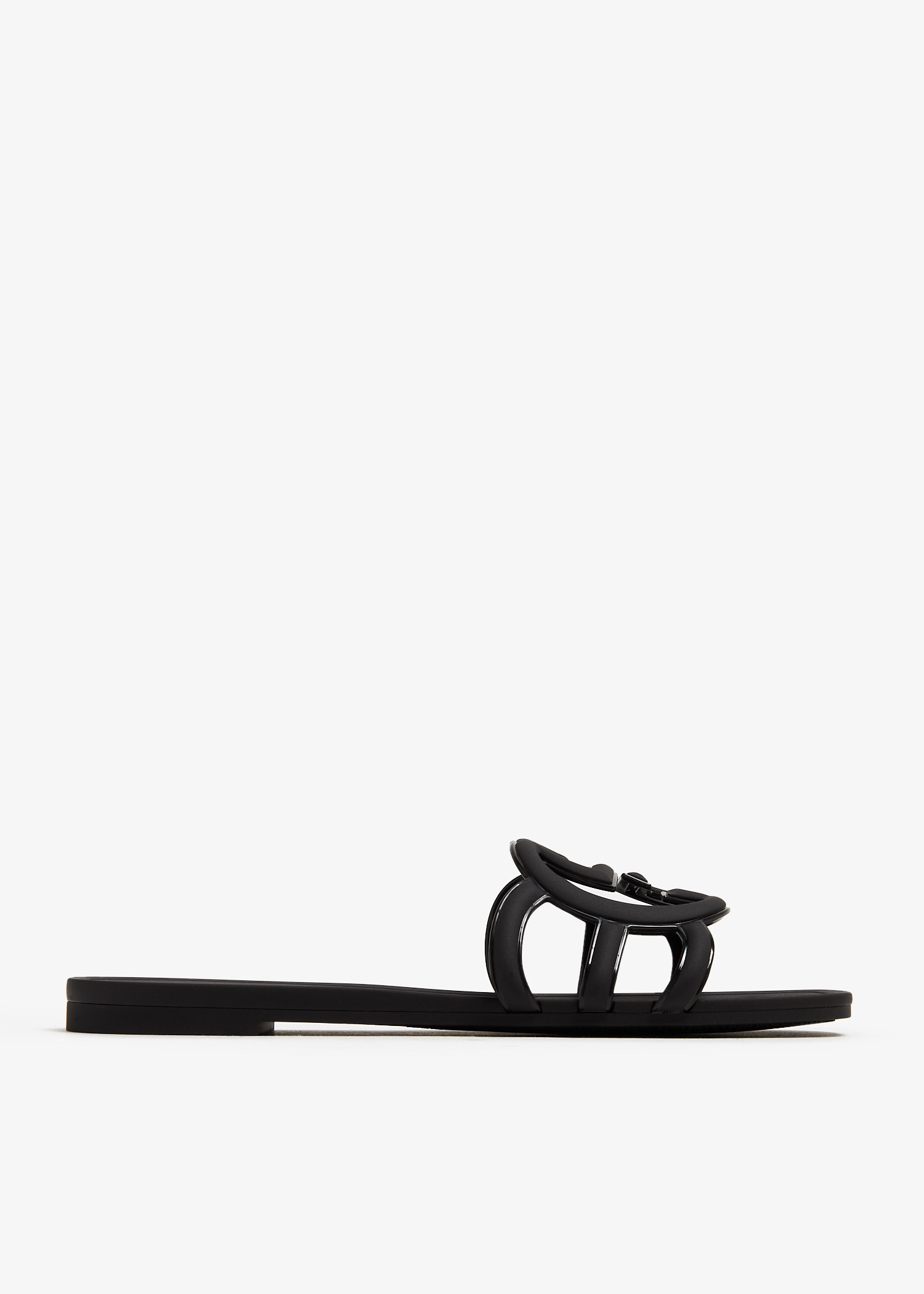 

Interlocking G rubber slide sandals, Black