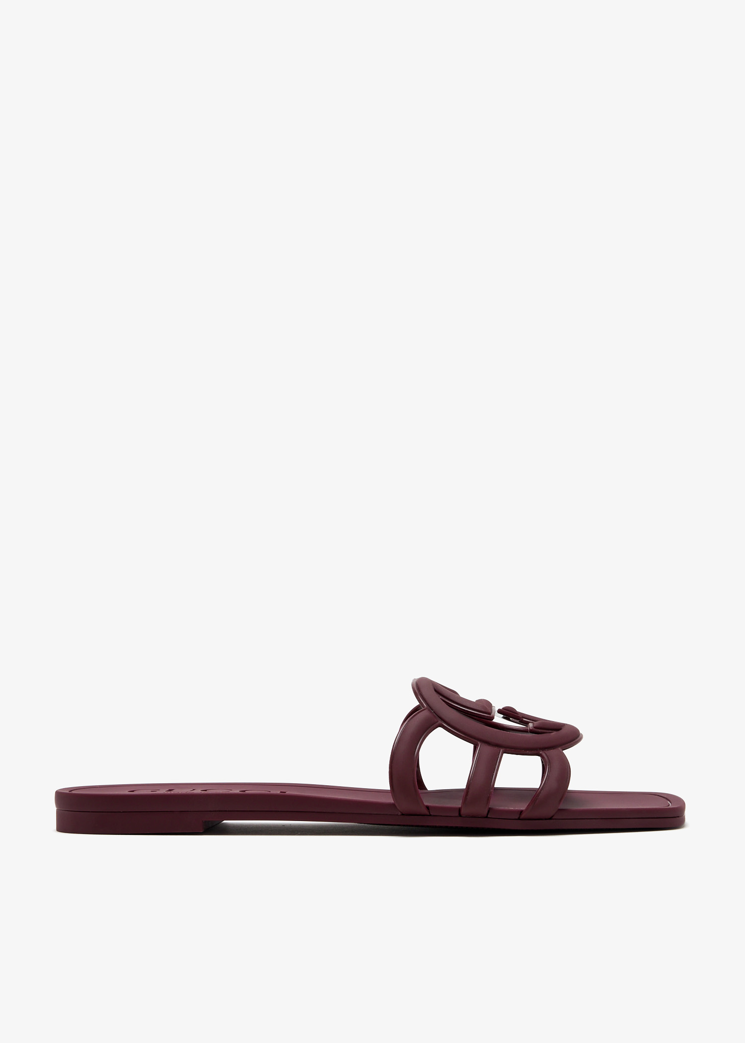 

Interlocking G rubber slide sandals, Burgundy