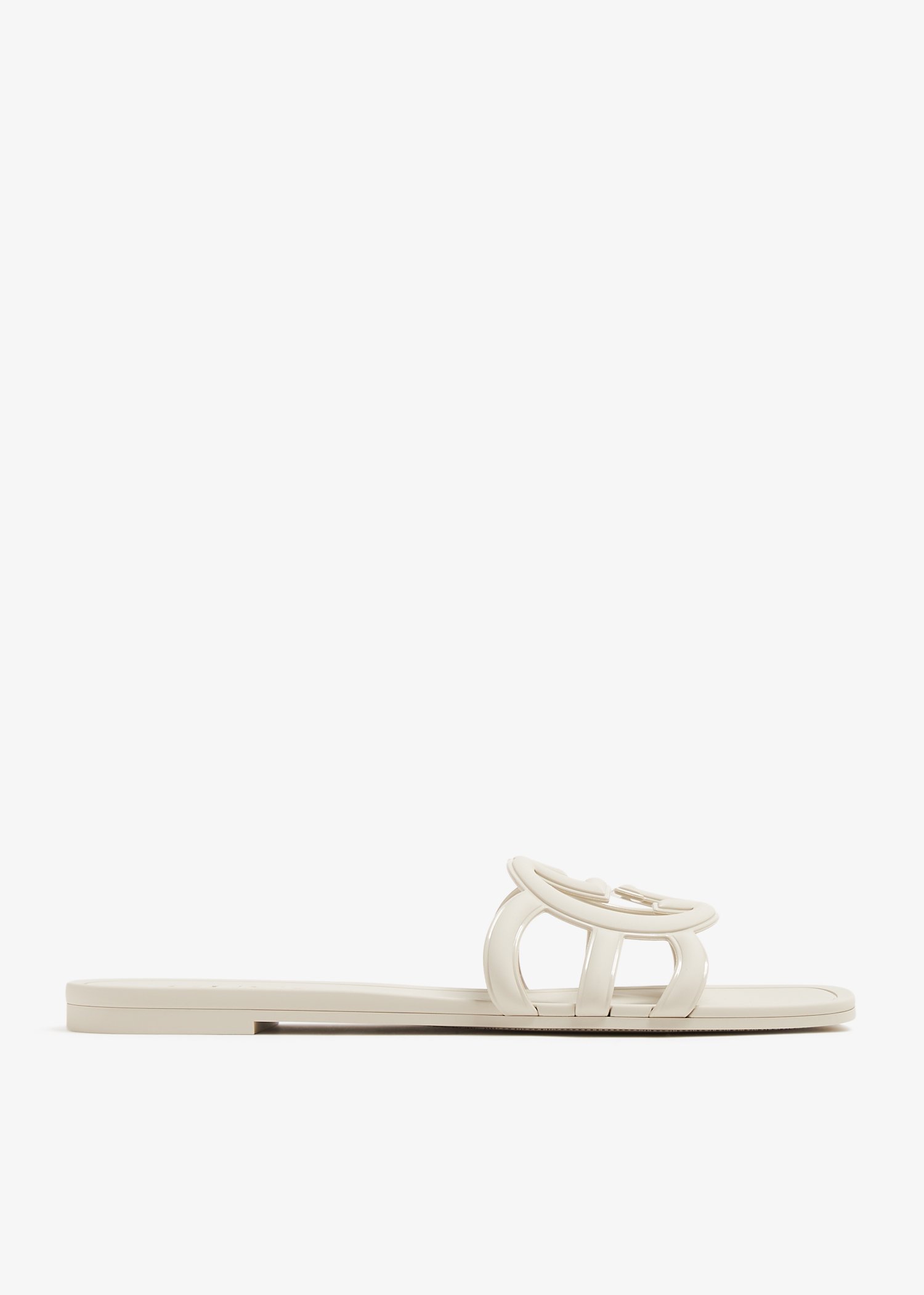 

Interlocking G rubber slide sandals, White