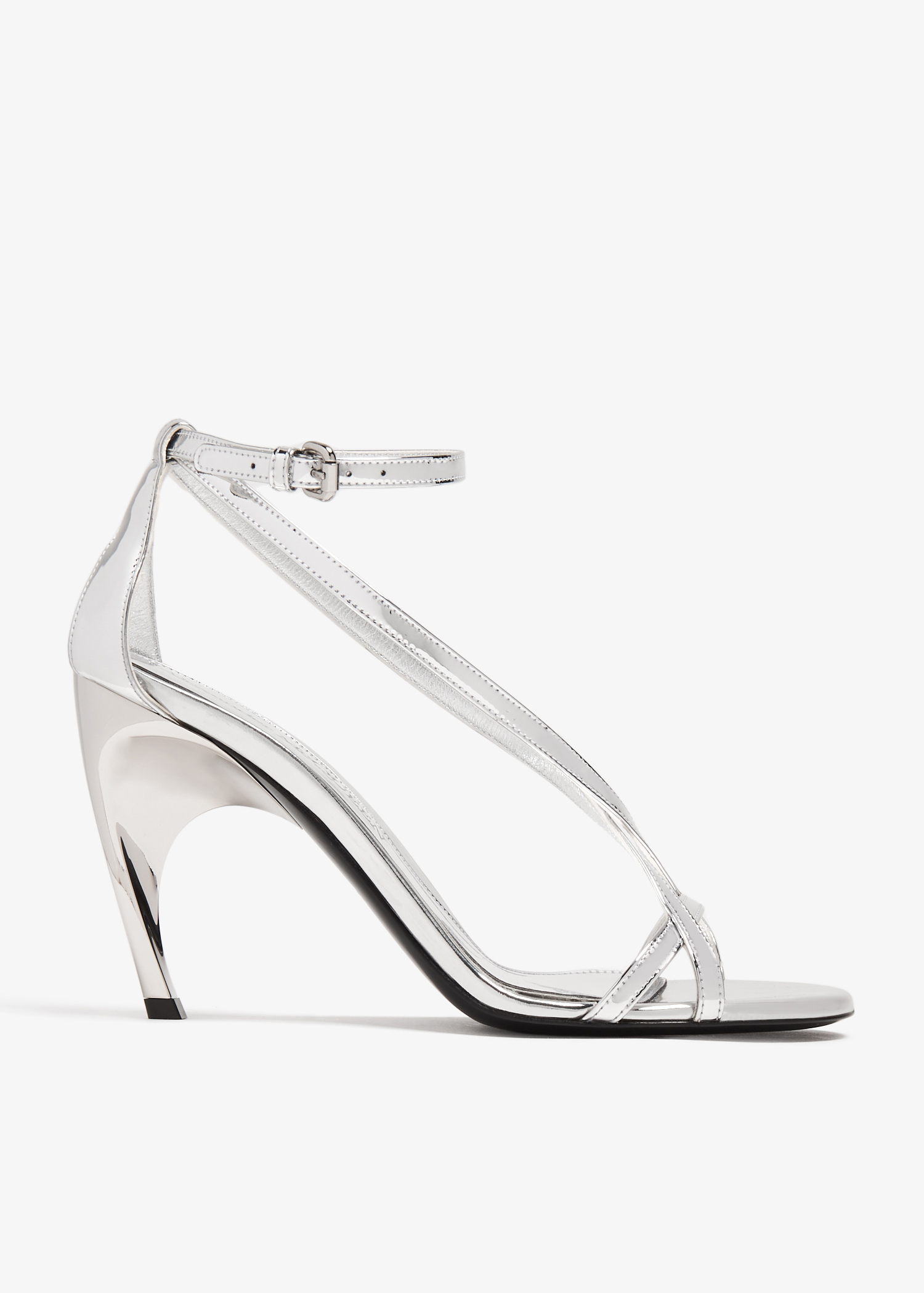 

Leather strappy sandals, Silver