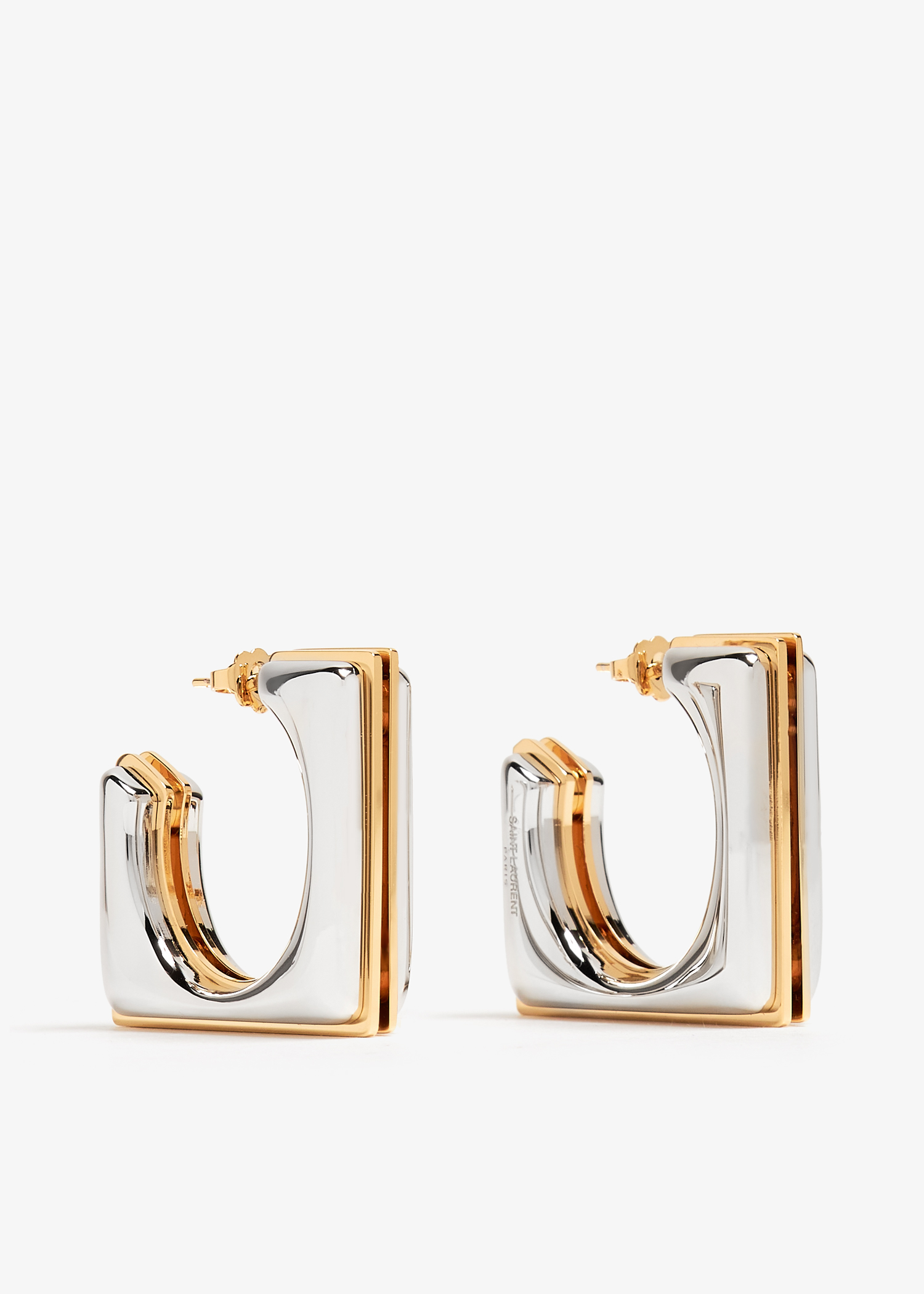 

Split square hoop earrings, Silver