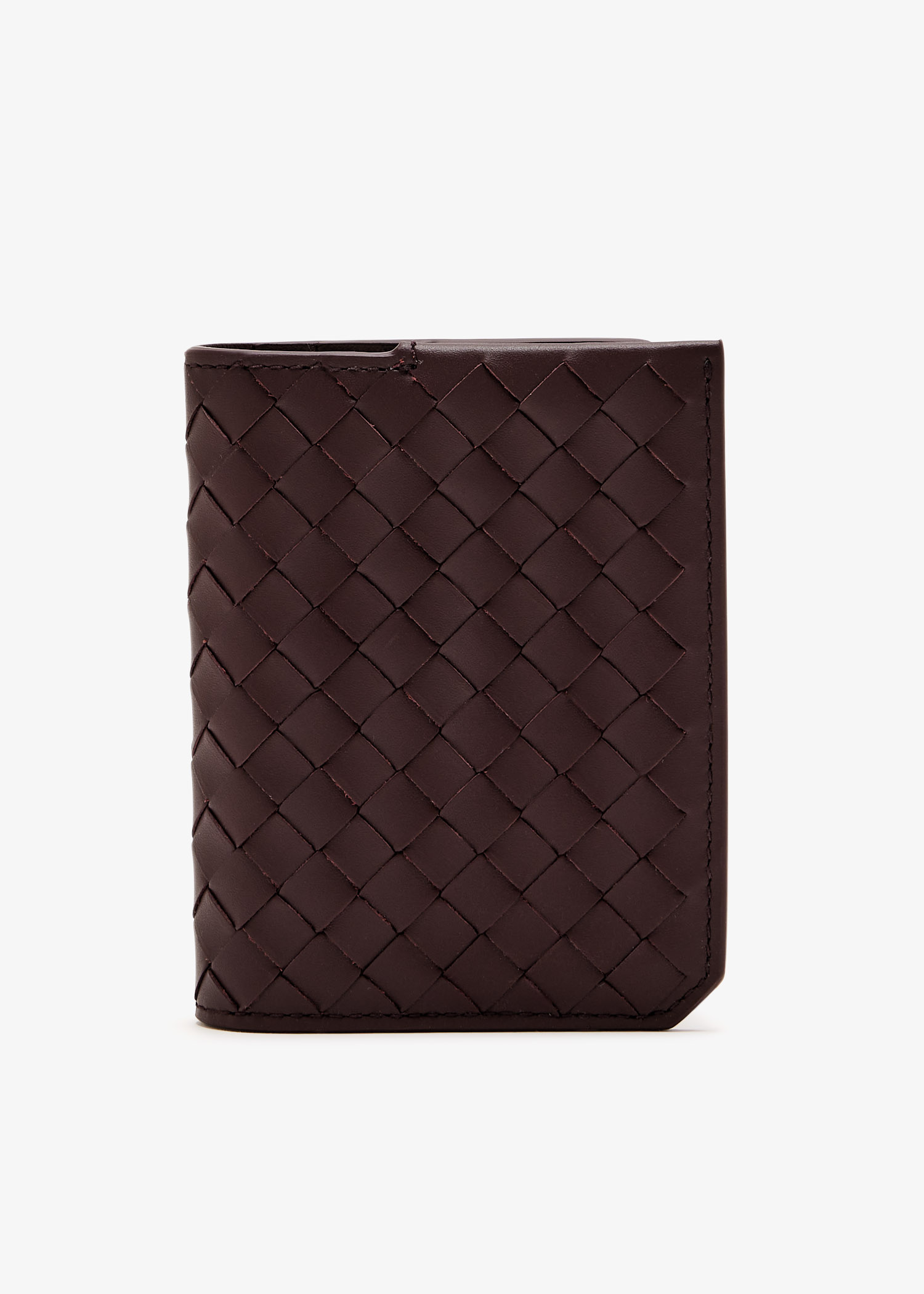 

Intrecciato flap card case, Burgundy