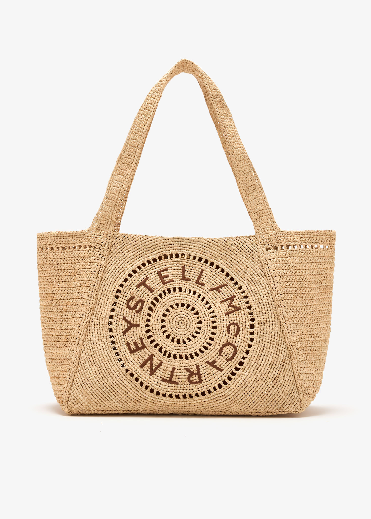 

Logo raffia tote bag, Beige