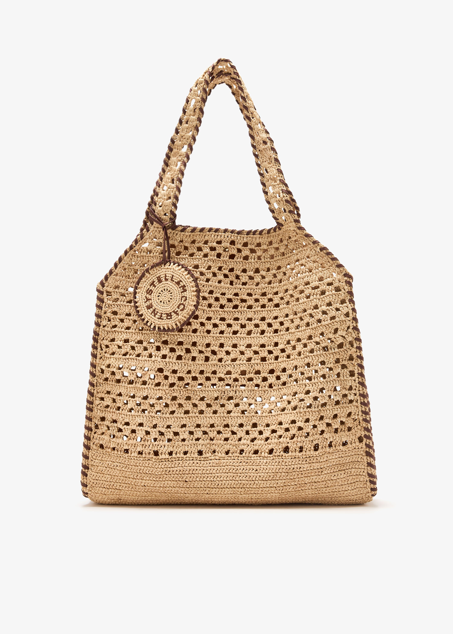 

Falabella whipstitched raffia tote, Beige