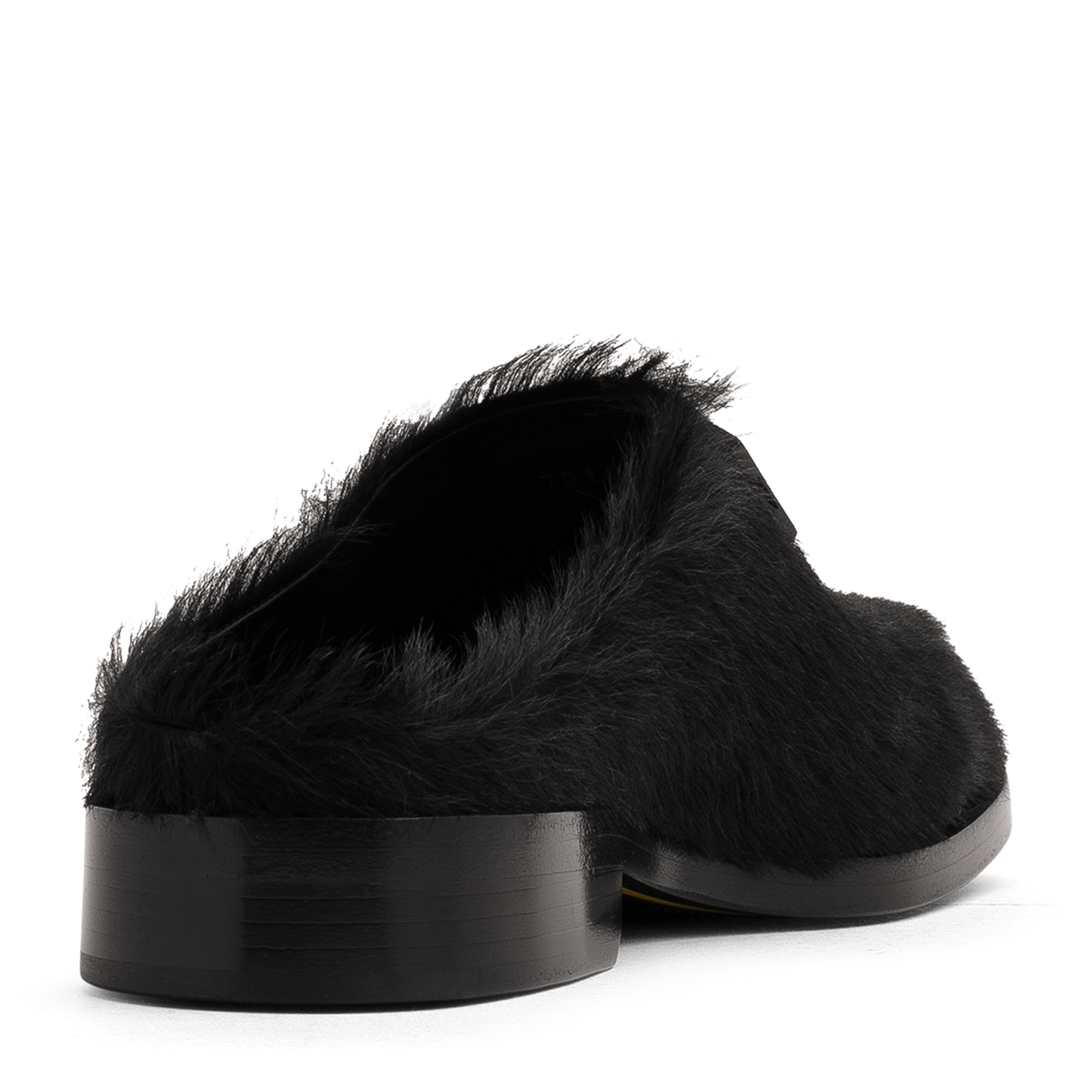 

Pony hair slippers, Black
