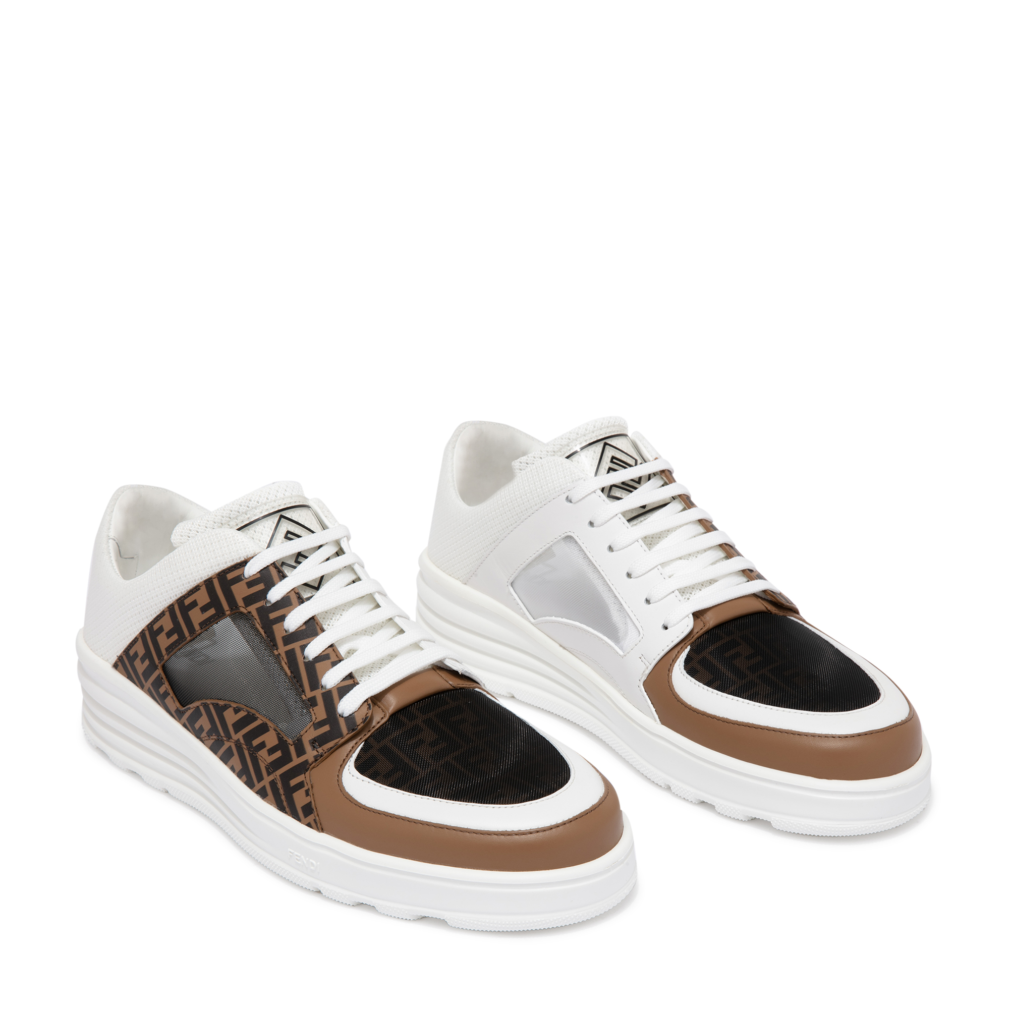 

FF leather sneakers, Brown