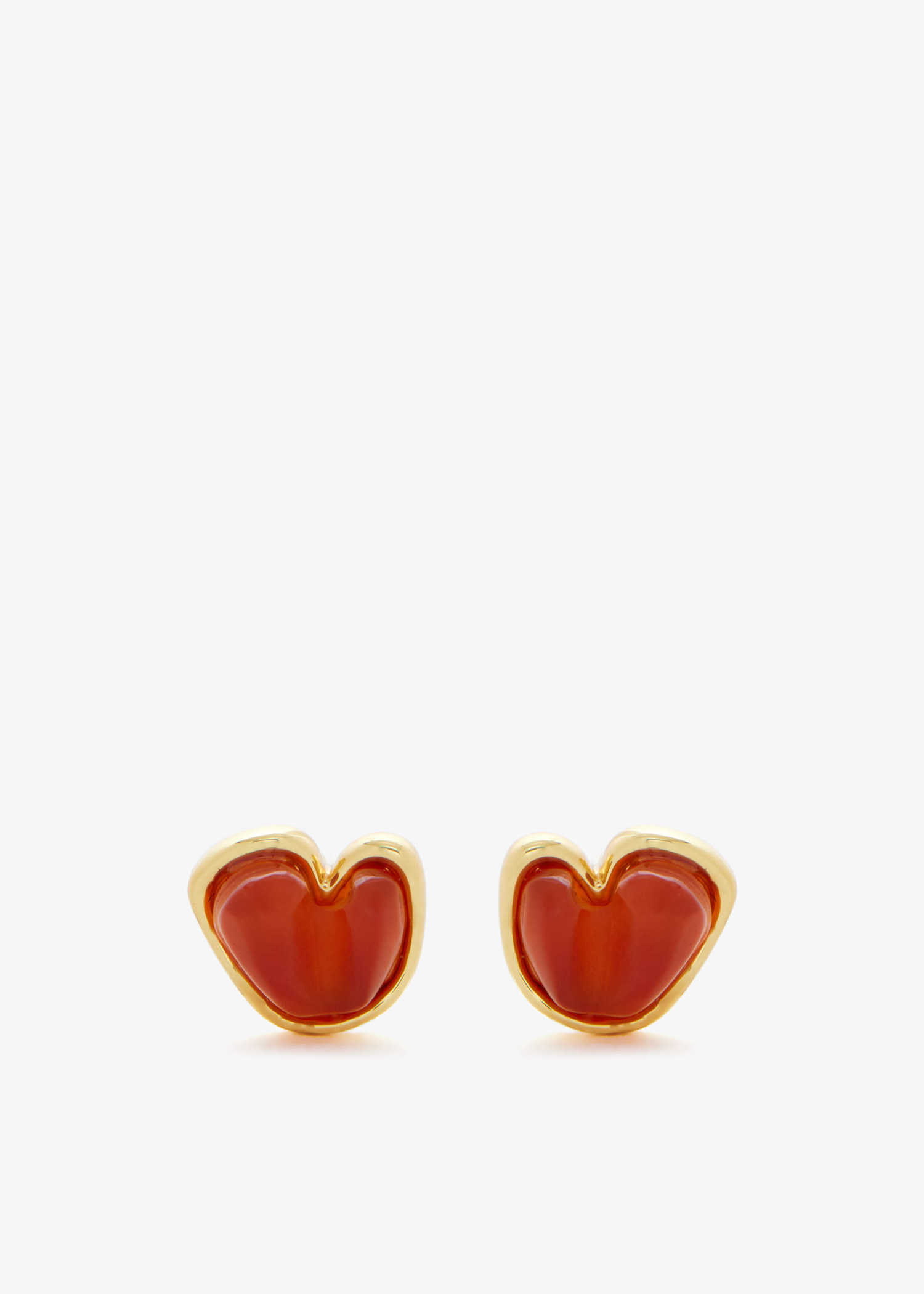 

Carnelian Heart stud earrings, Red