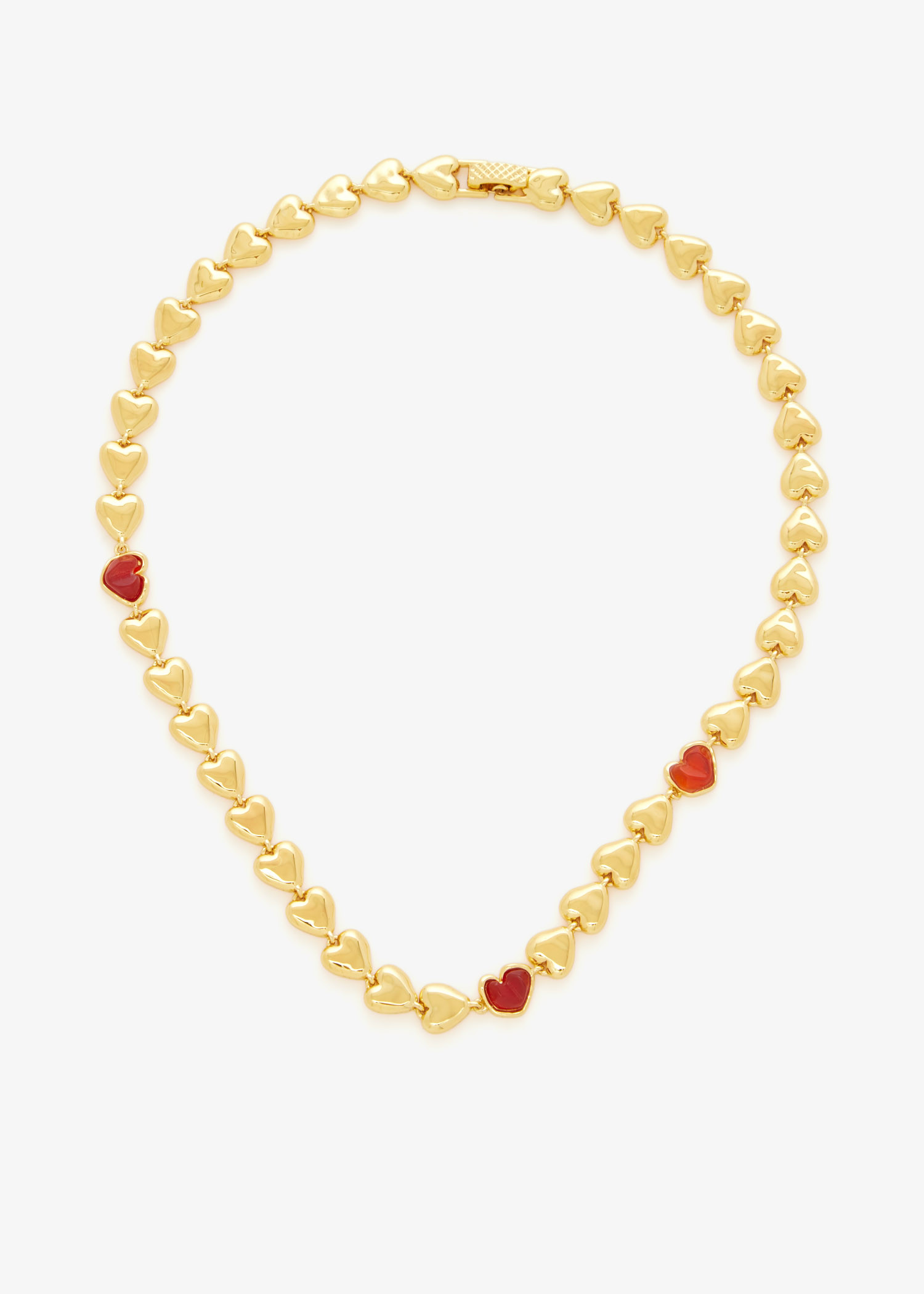 

Carnelian Endless Hearts necklace, Gold