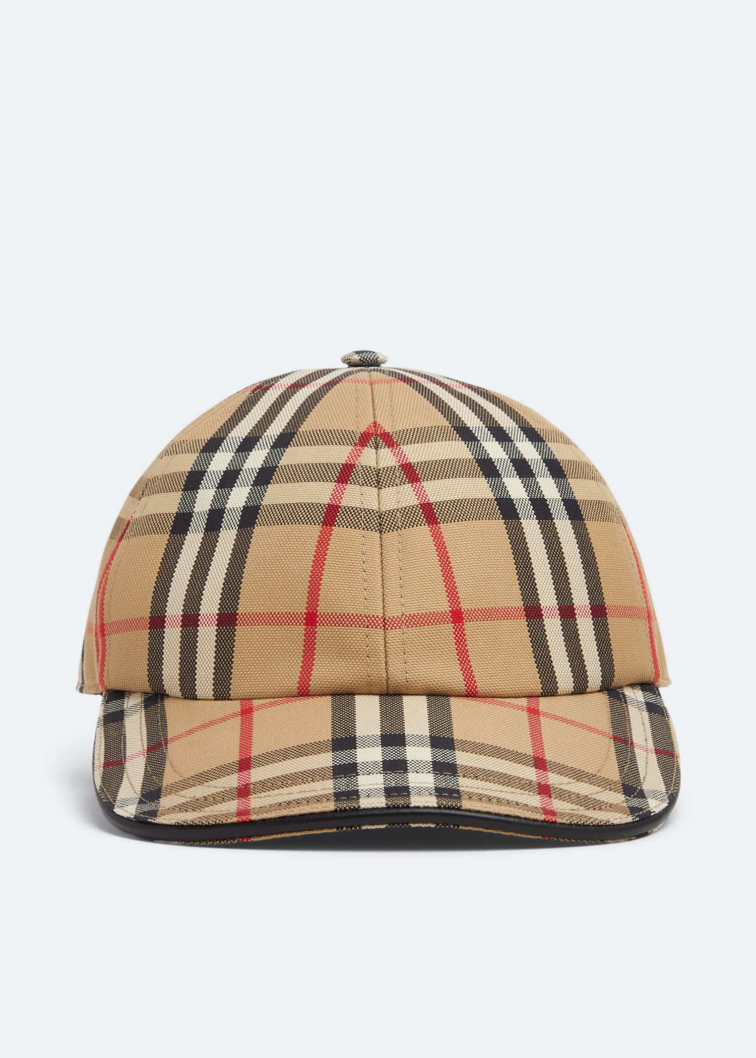 

Check cotton baseball cap, Brown