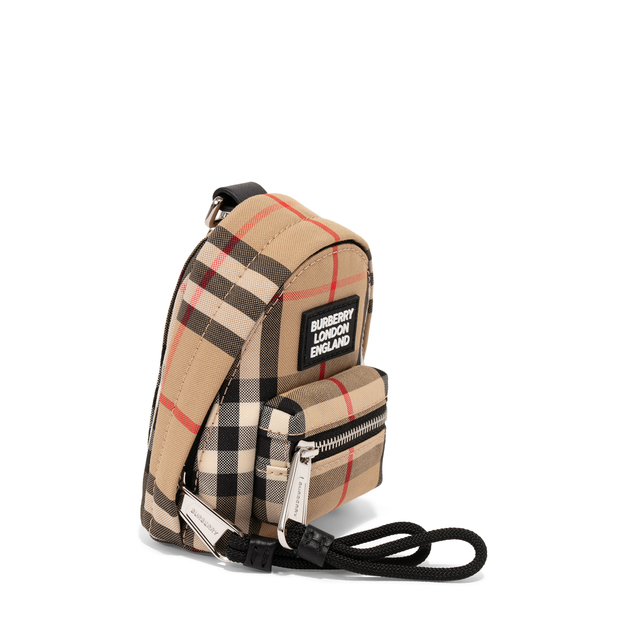 

Vintage check backpack charm, Brown