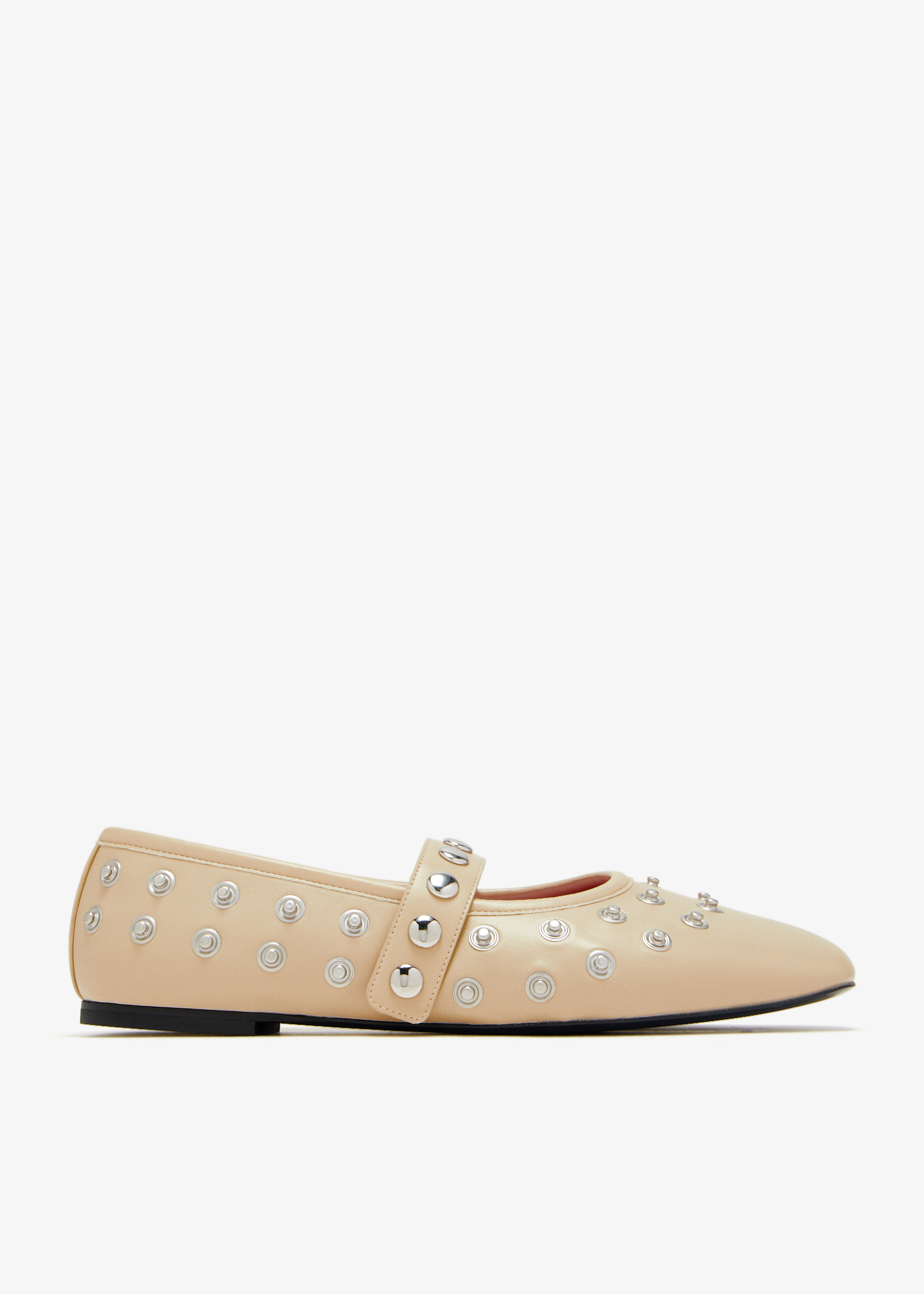 

Ryder Popper-studded ballet flats, Beige