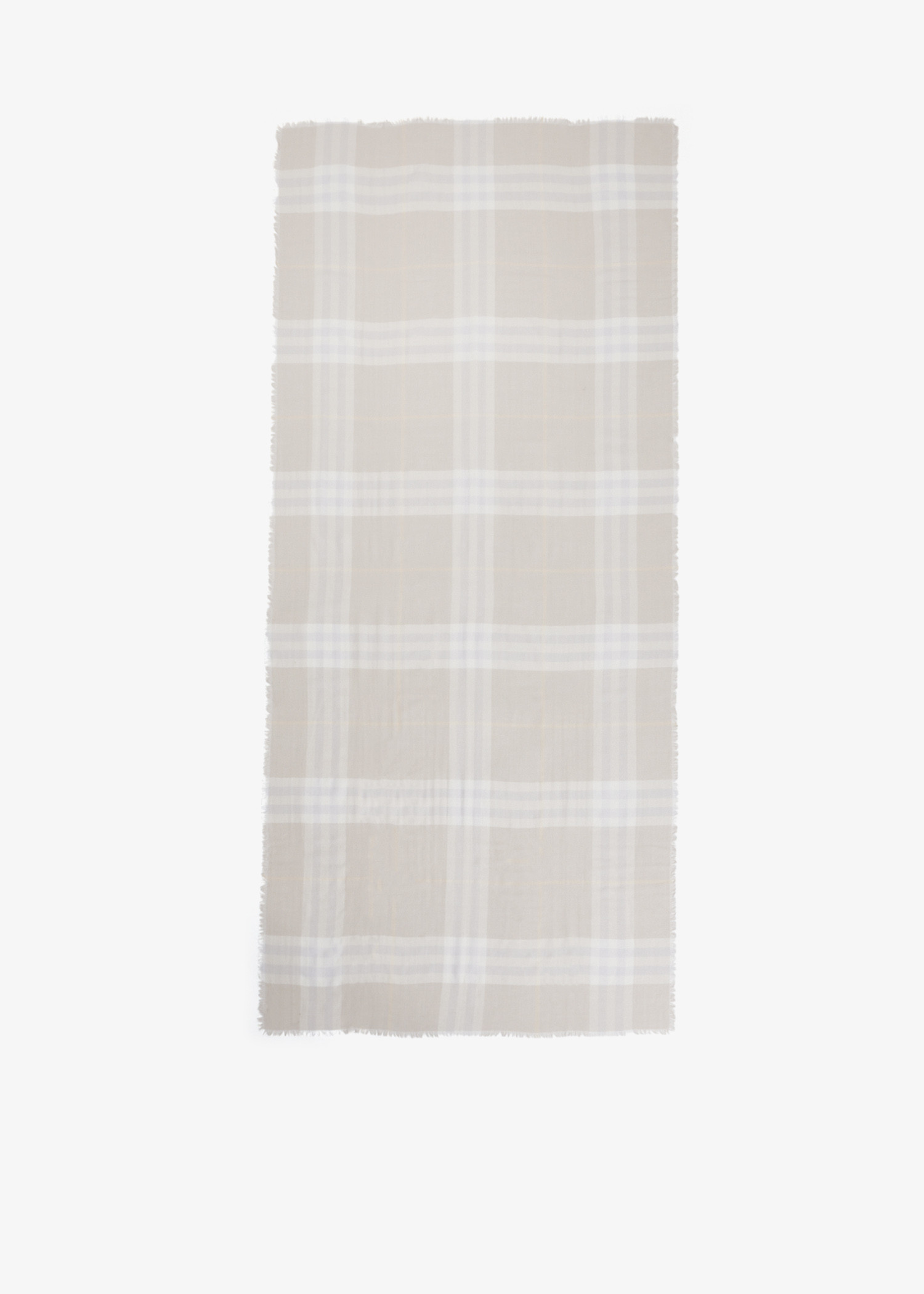 

Wide Check wool scarf, Cream