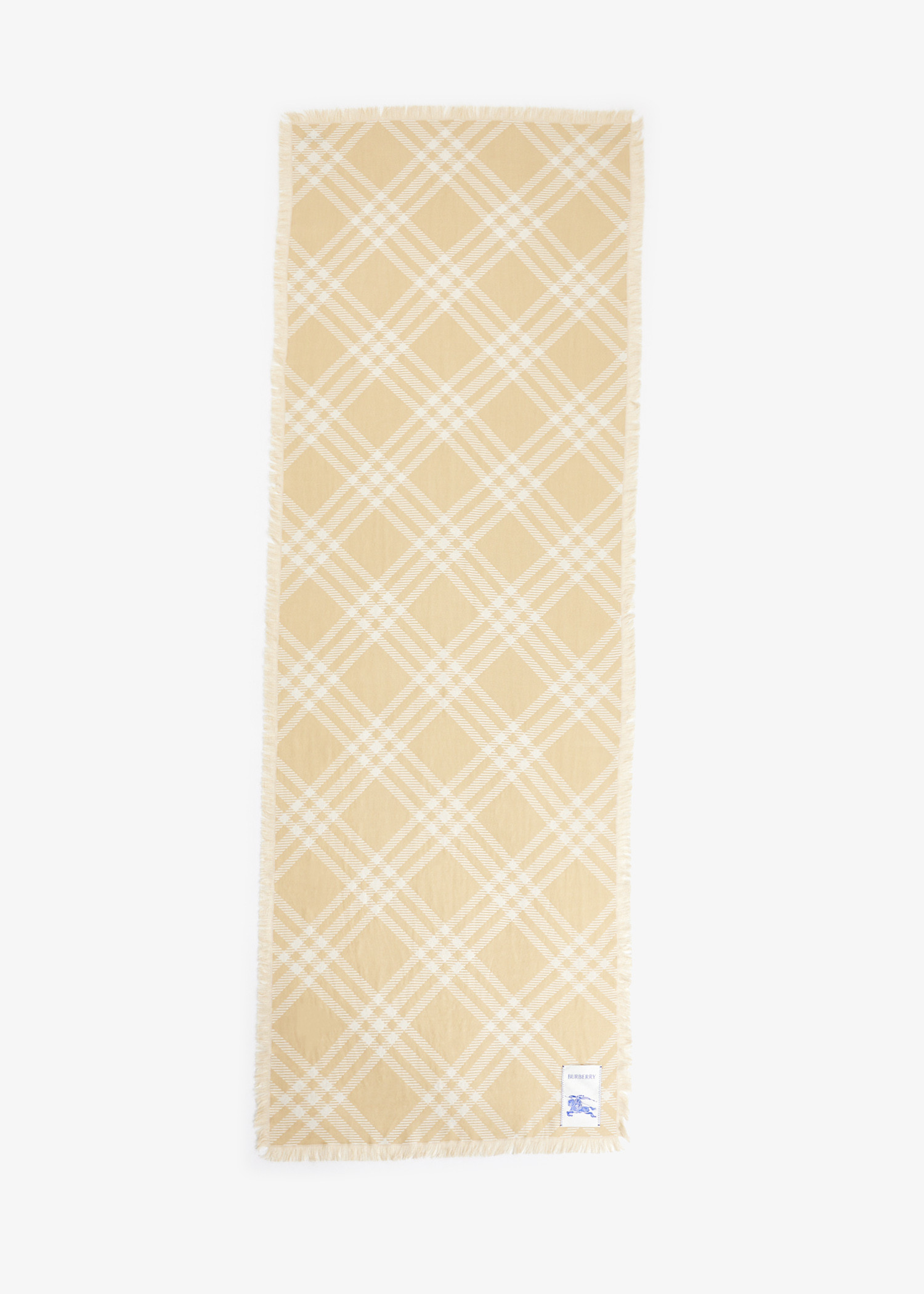 

Wide Check wool silk scarf, Beige