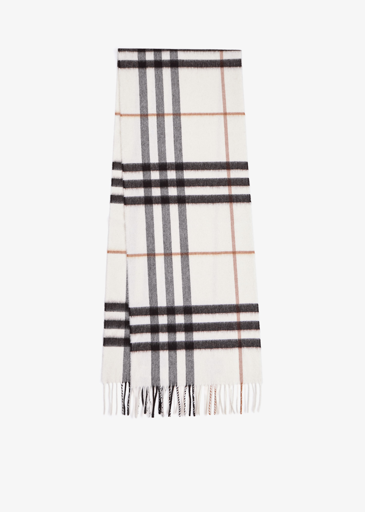 

Check cashmere scarf, White