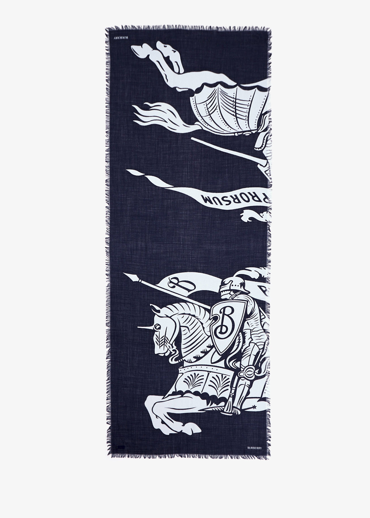 

Equestrian Knight wide wool scarf, Navy