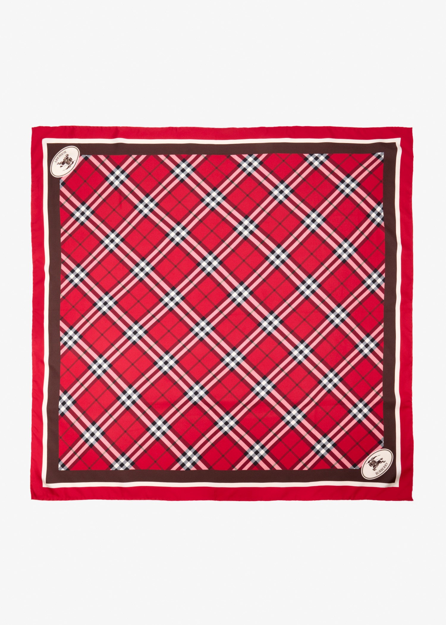 

Check Knight Stamp silk twill scarf, Printed