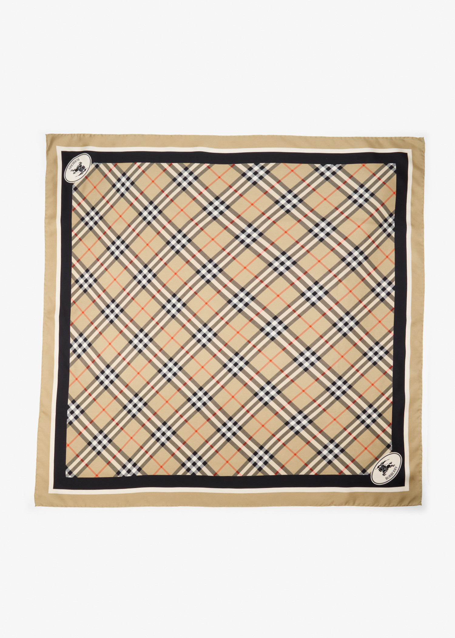 

Check Knight Stamp silk twill scarf, Printed